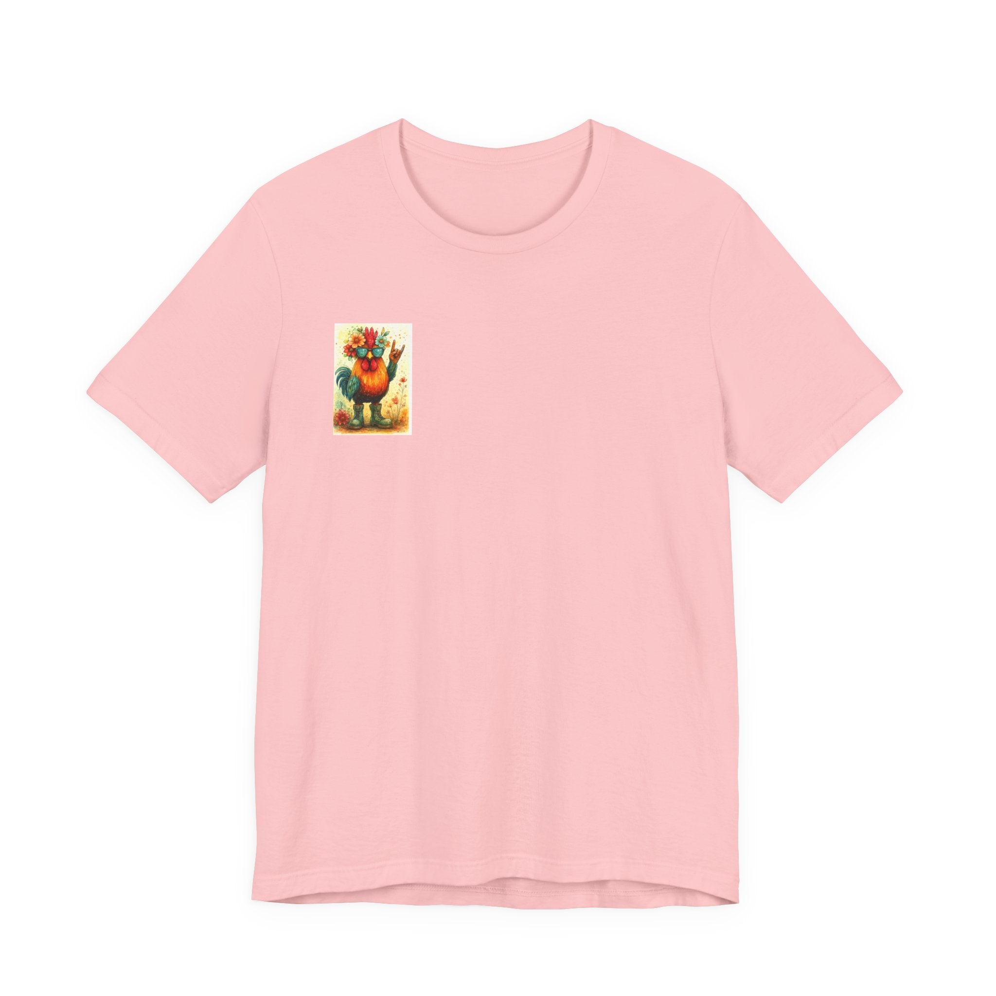 Cool Chicken Chick T-Shirt — Colorful Floral Rooster Graphic Tee