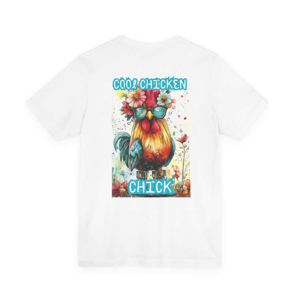 Cool Chicken Chick T-Shirt — Colorful Floral Rooster Graphic Tee