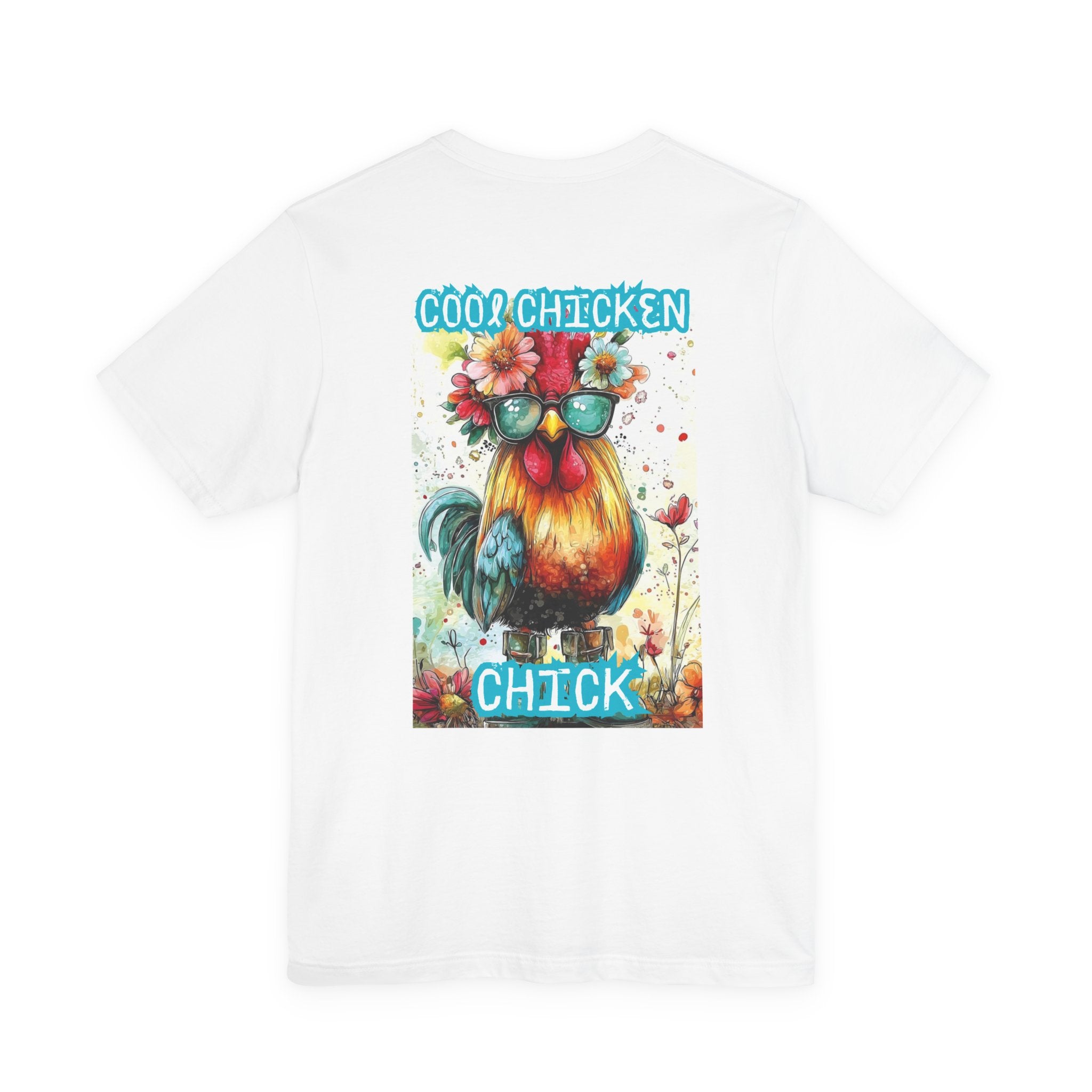 Cool Chicken Chick T-Shirt — Colorful Floral Rooster Graphic Tee