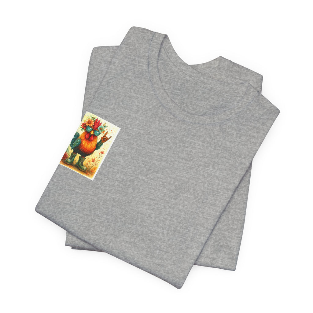 Cool Chicken Chick T-Shirt — Colorful Floral Rooster Graphic Tee