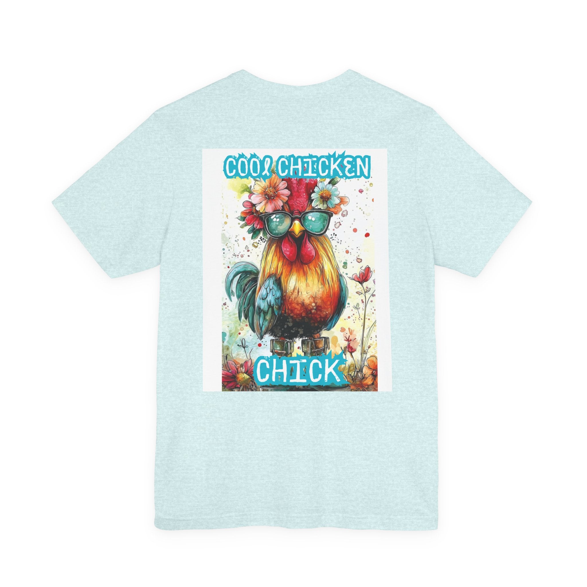 Cool Chicken Chick T-Shirt — Colorful Floral Rooster Graphic Tee