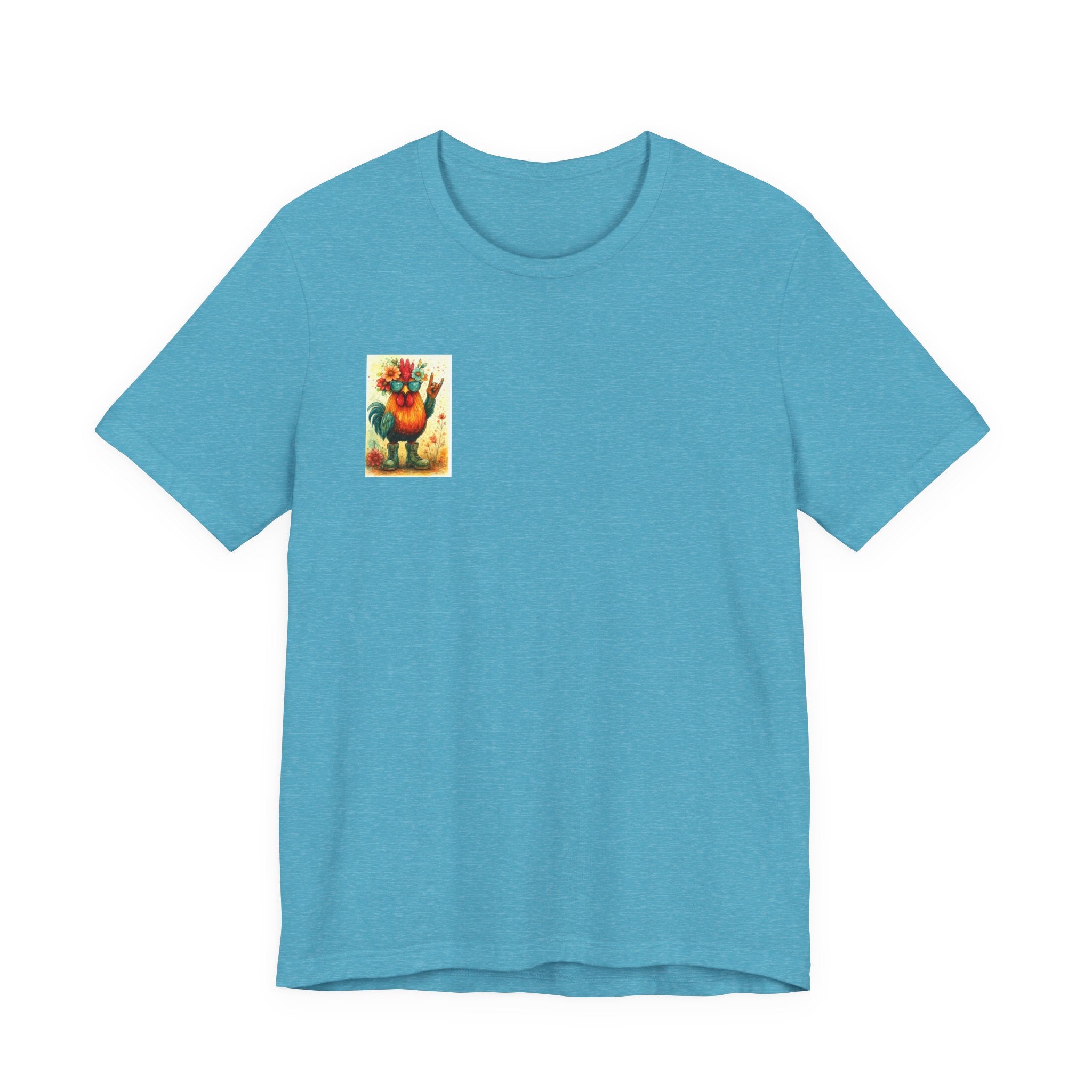 Cool Chicken Chick T-Shirt — Colorful Floral Rooster Graphic Tee