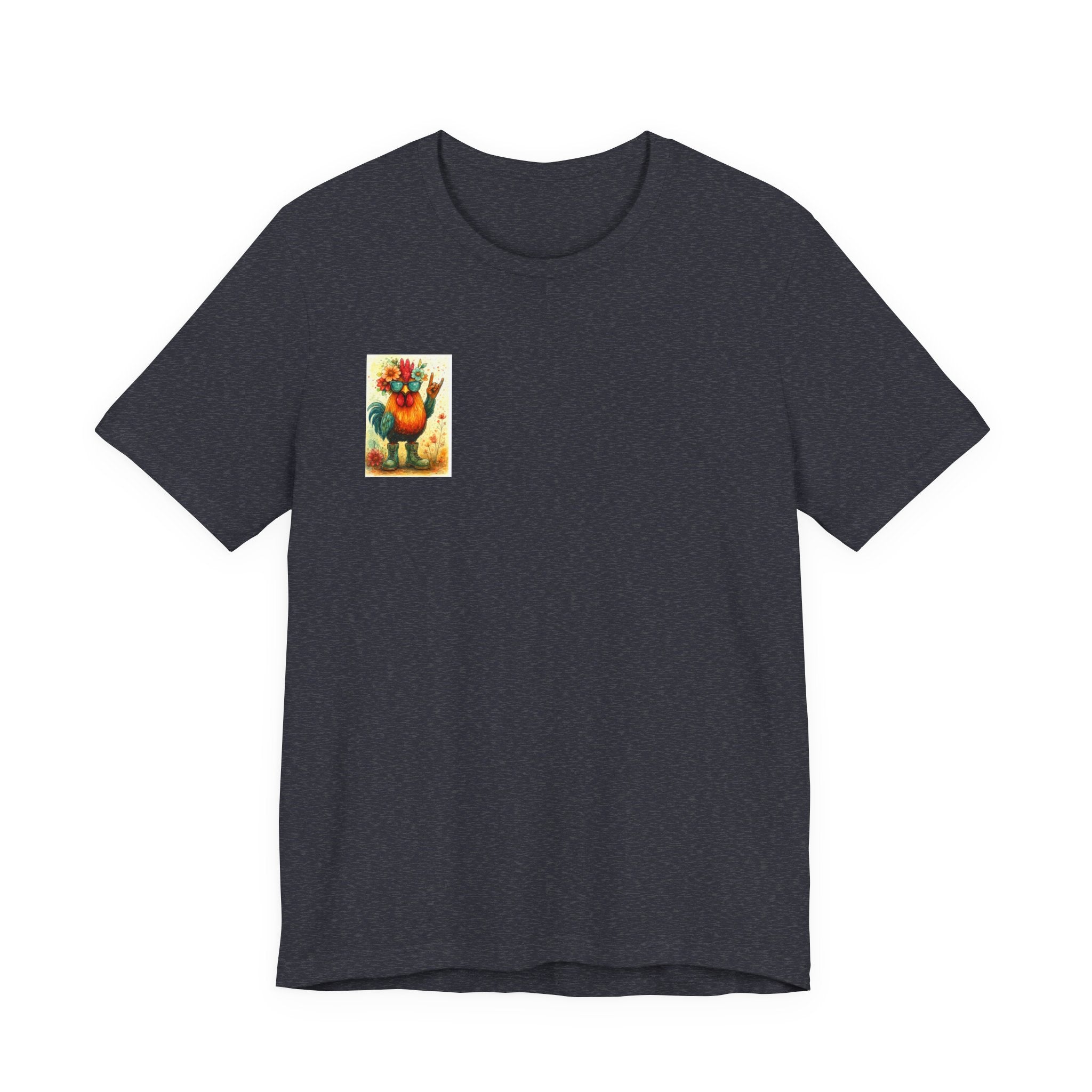 Cool Chicken Chick T-Shirt — Colorful Floral Rooster Graphic Tee