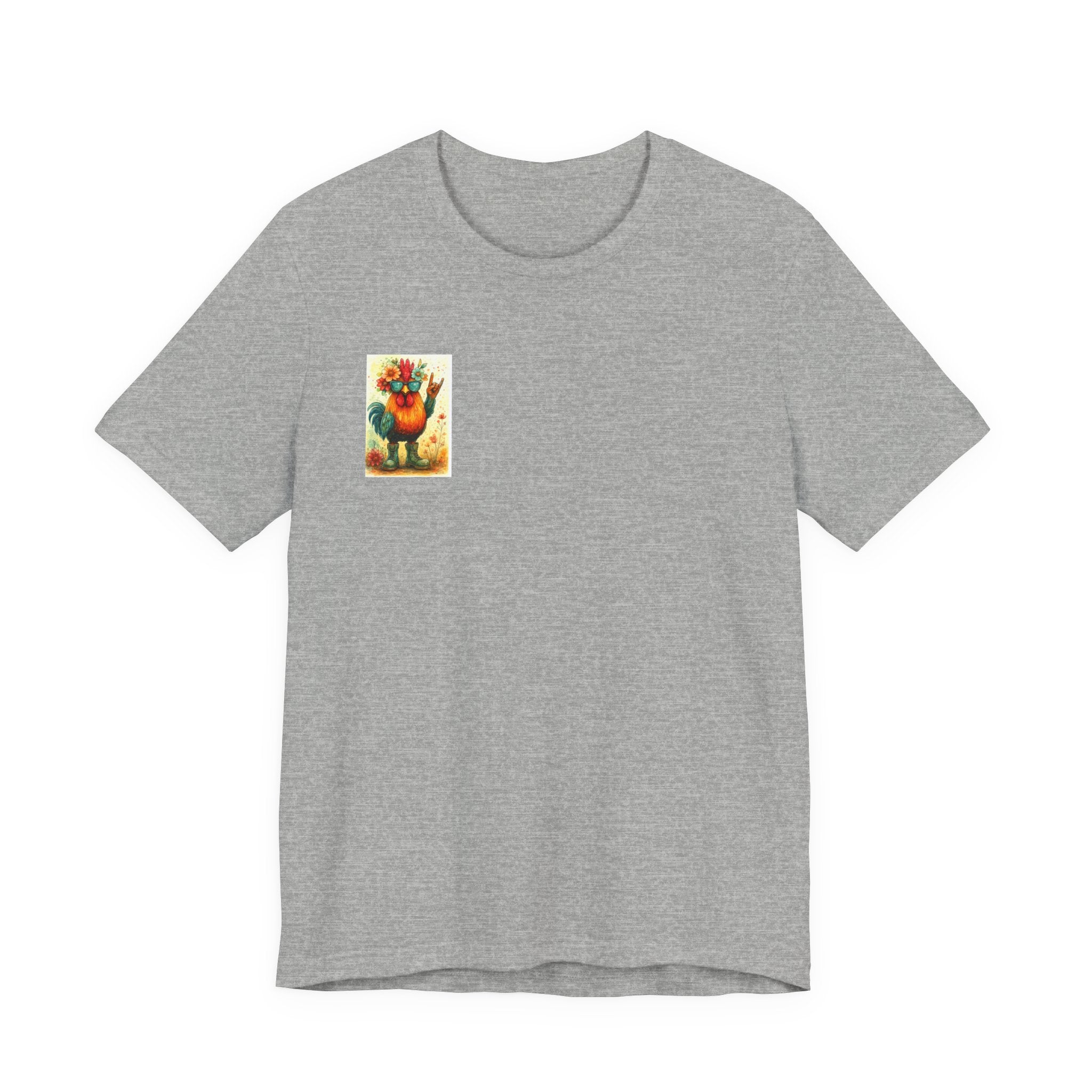 Cool Chicken Chick T-Shirt — Colorful Floral Rooster Graphic Tee