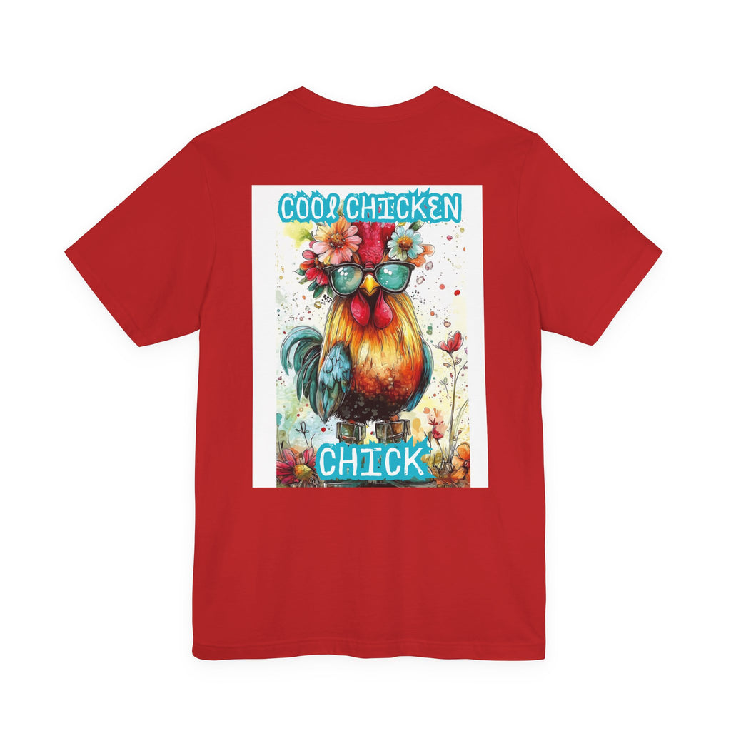 Cool Chicken Chick T-Shirt — Colorful Floral Rooster Graphic Tee