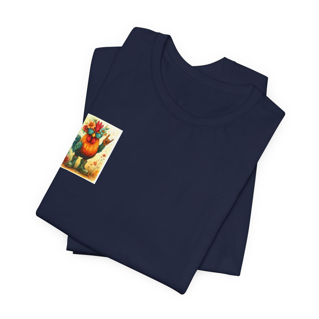 Cool Chicken Chick T-Shirt — Colorful Floral Rooster Graphic Tee