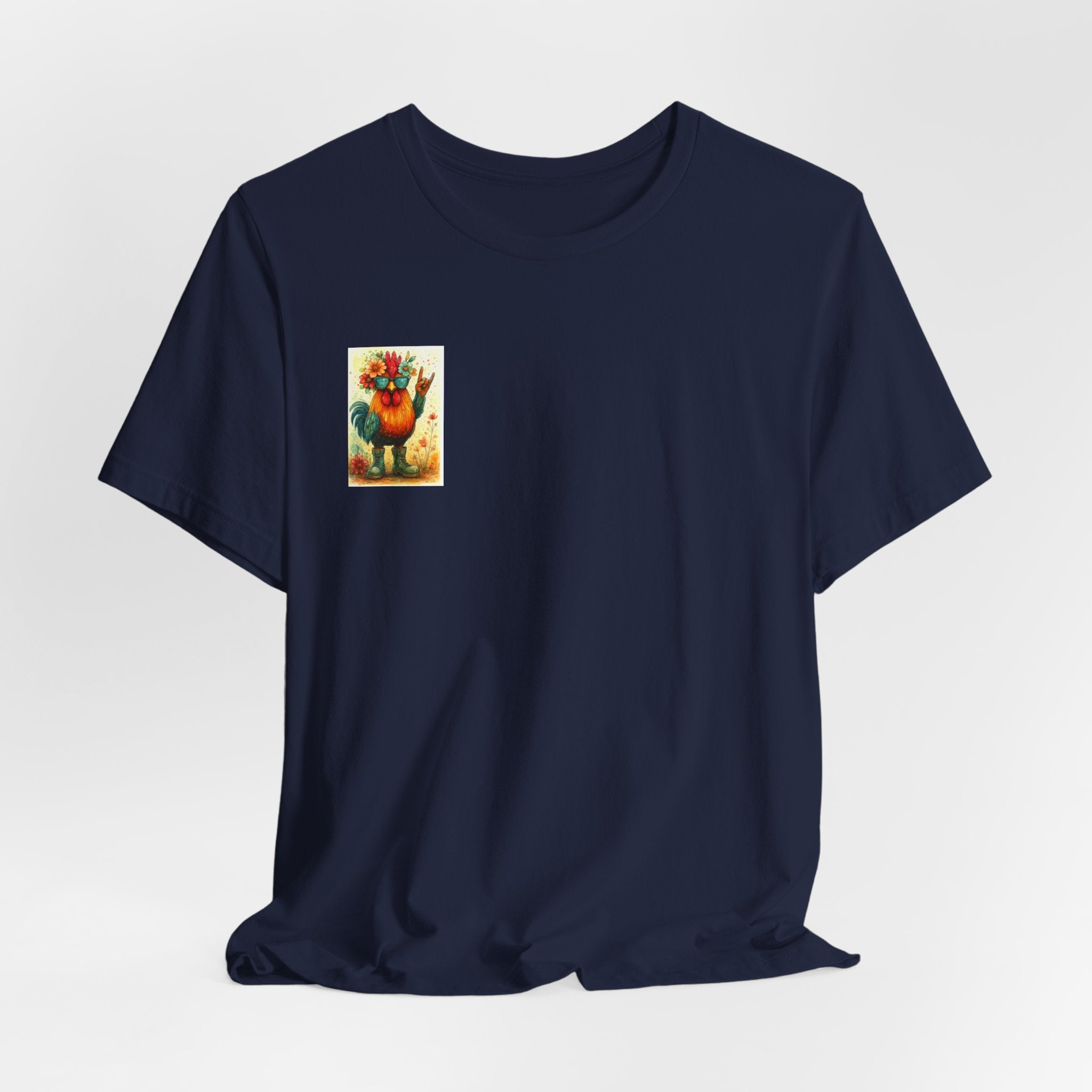 Cool Chicken Chick T-Shirt — Colorful Floral Rooster Graphic Tee