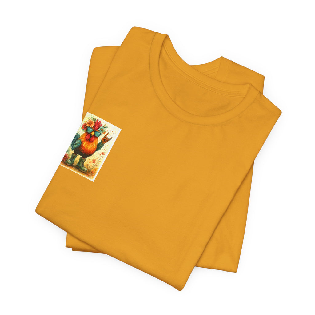 Cool Chicken Chick T-Shirt — Colorful Floral Rooster Graphic Tee