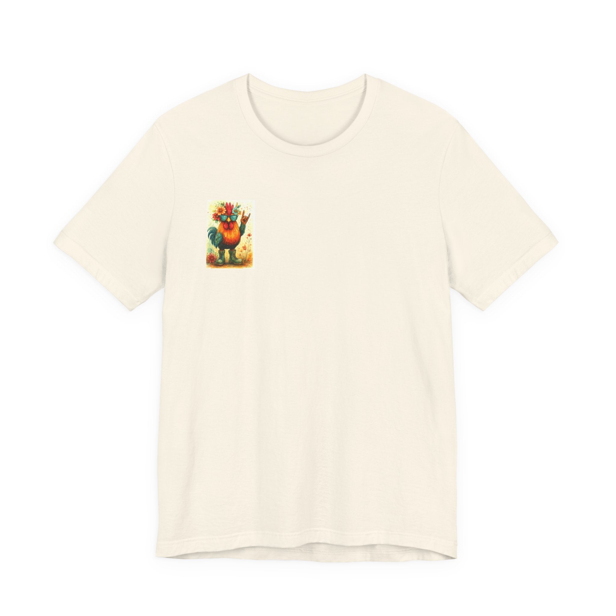 Cool Chicken Chick T-Shirt — Colorful Floral Rooster Graphic Tee