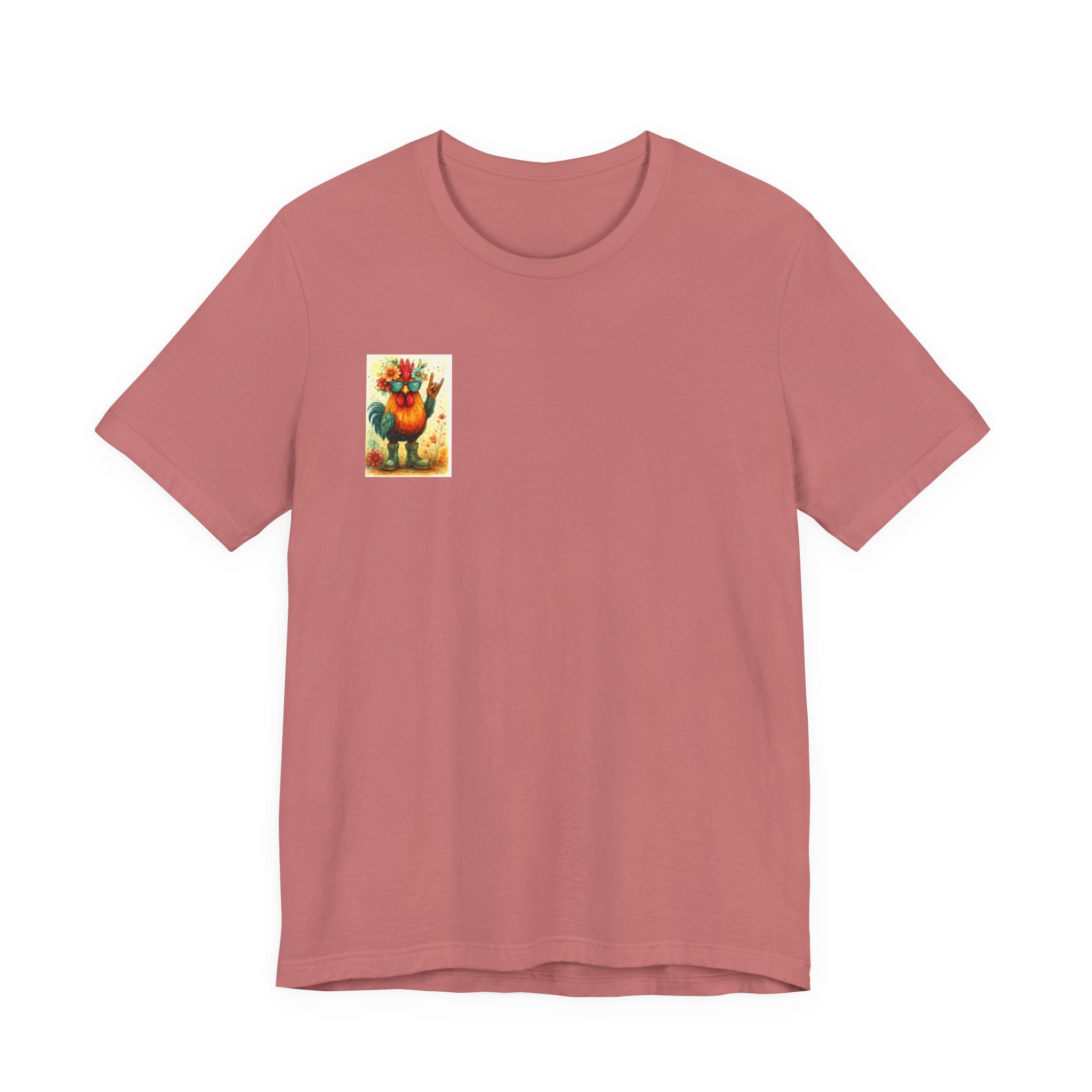 Cool Chicken Chick T-Shirt — Colorful Floral Rooster Graphic Tee