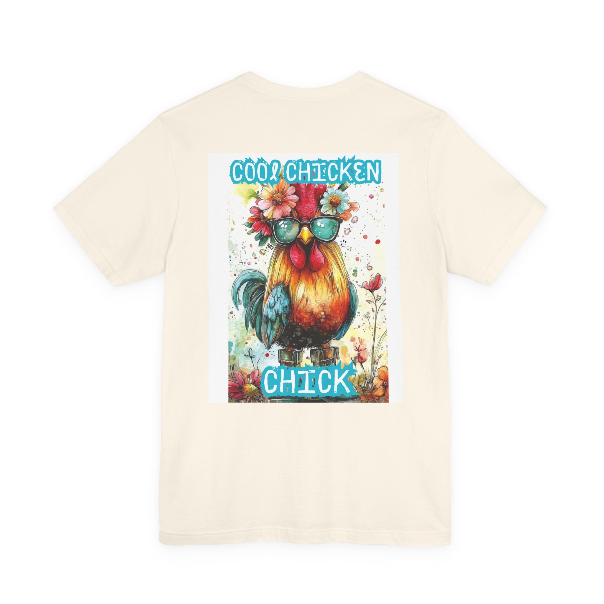 Cool Chicken Chick T-Shirt — Colorful Floral Rooster Graphic Tee