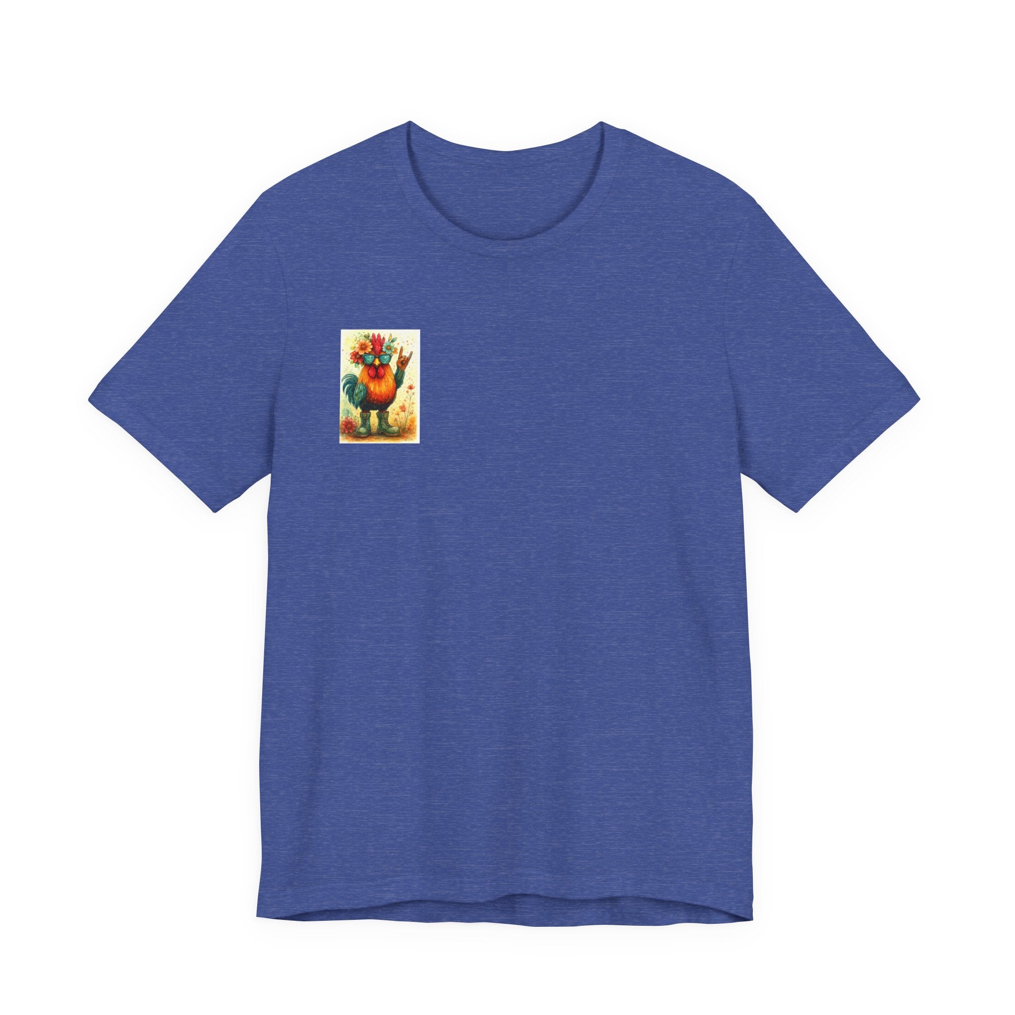 Cool Chicken Chick T-Shirt — Colorful Floral Rooster Graphic Tee