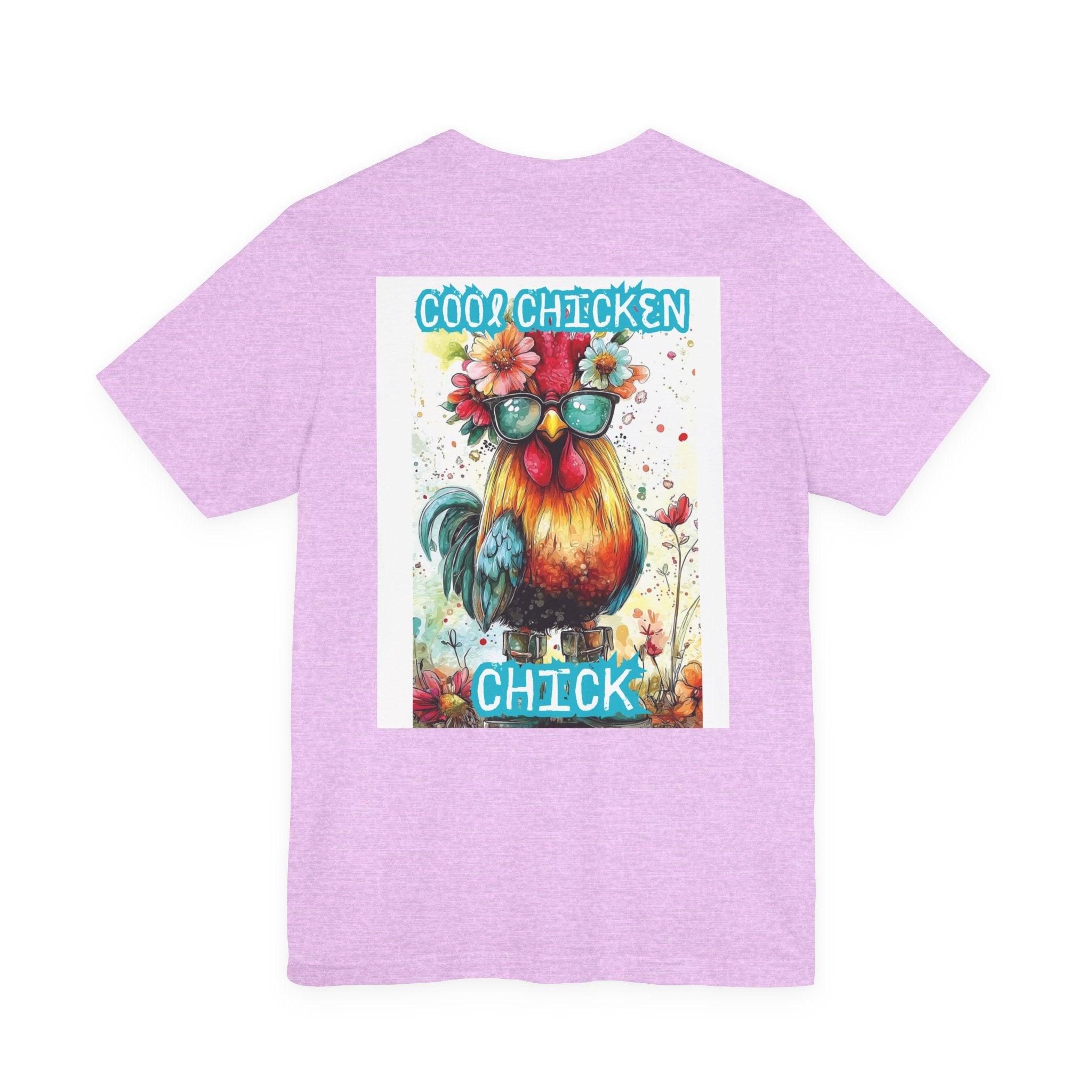 Cool Chicken Chick T-Shirt — Colorful Floral Rooster Graphic Tee