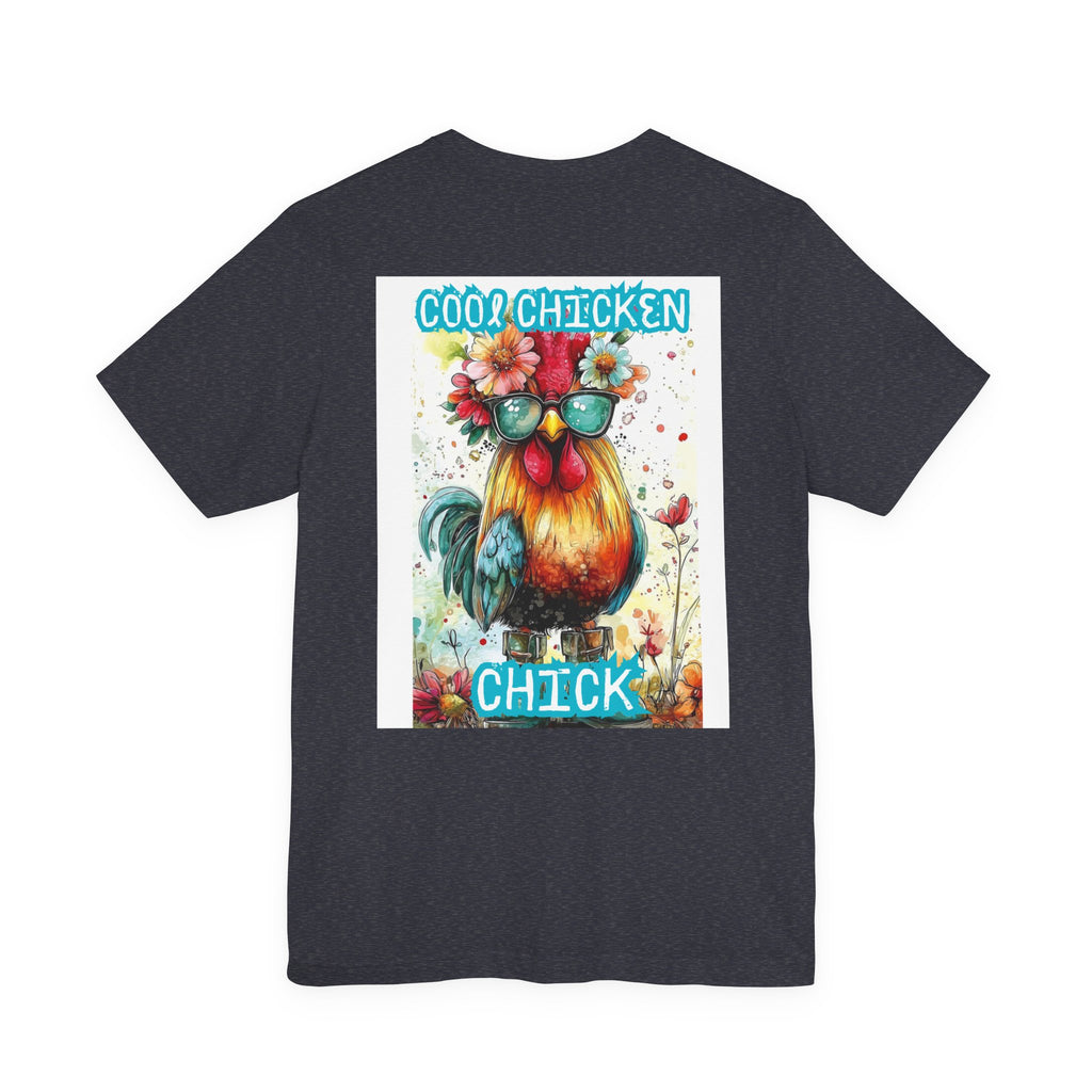 Cool Chicken Chick T-Shirt — Colorful Floral Rooster Graphic Tee
