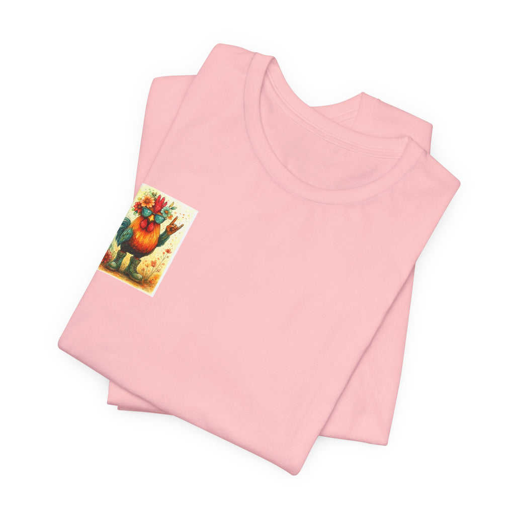Cool Chicken Chick T-Shirt — Colorful Floral Rooster Graphic Tee