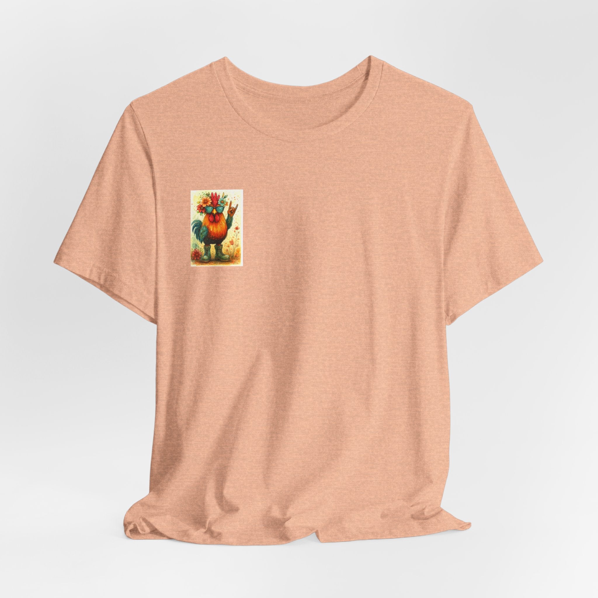 Cool Chicken Chick T-Shirt — Colorful Floral Rooster Graphic Tee