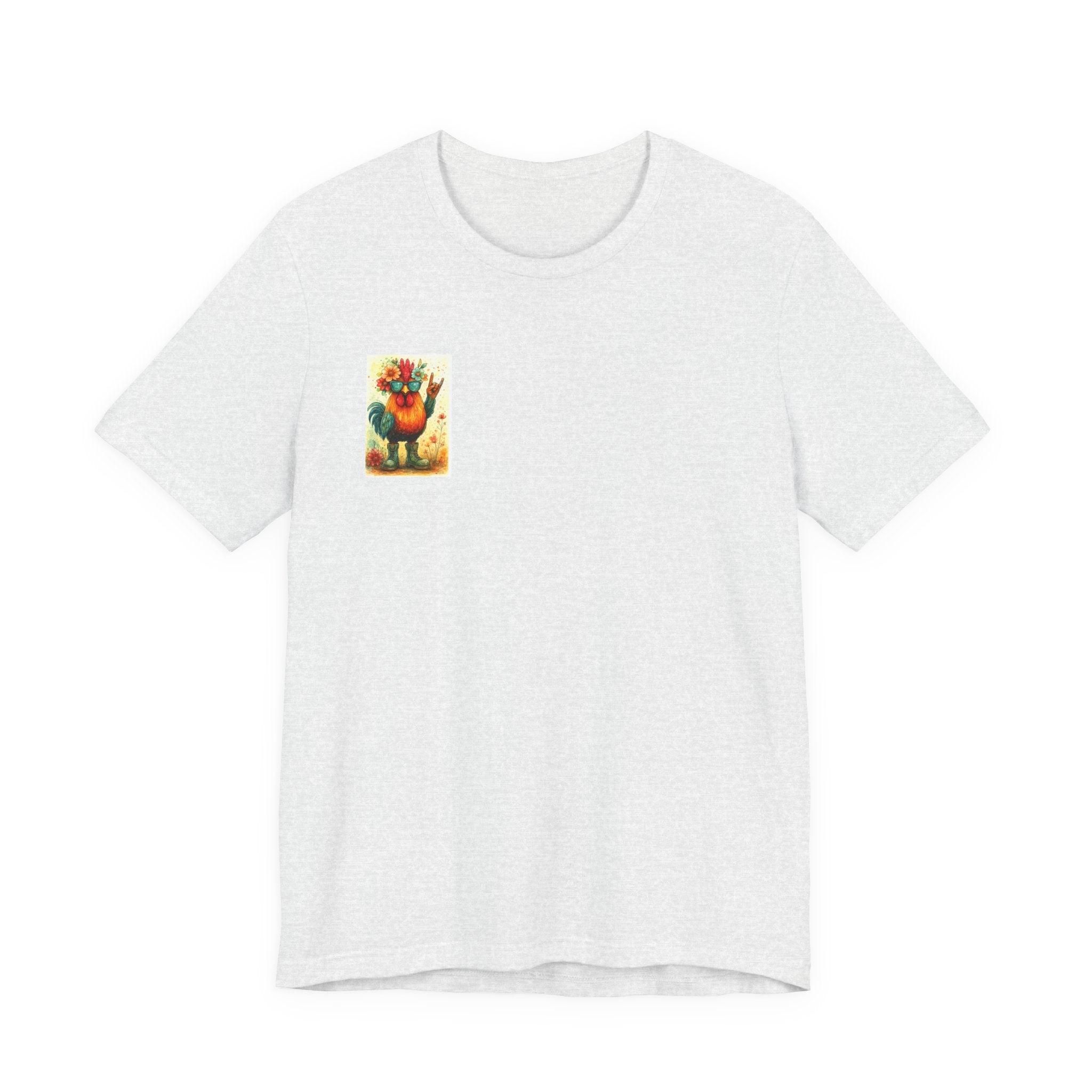 Cool Chicken Chick T-Shirt — Colorful Floral Rooster Graphic Tee