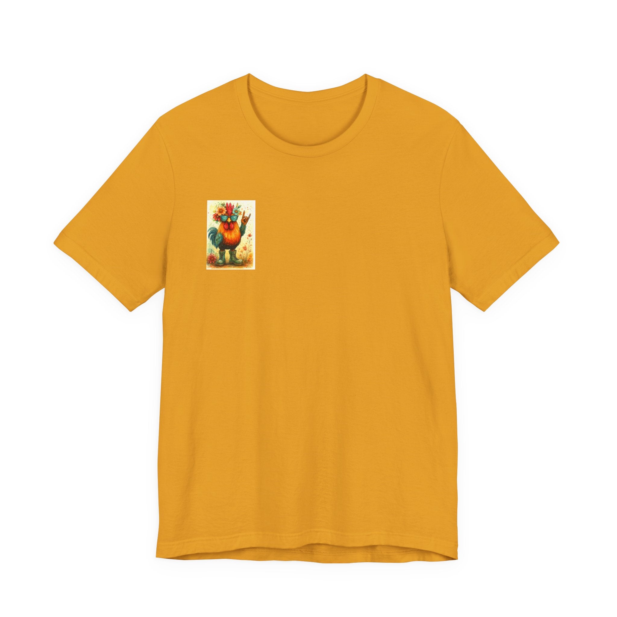 Cool Chicken Chick T-Shirt — Colorful Floral Rooster Graphic Tee