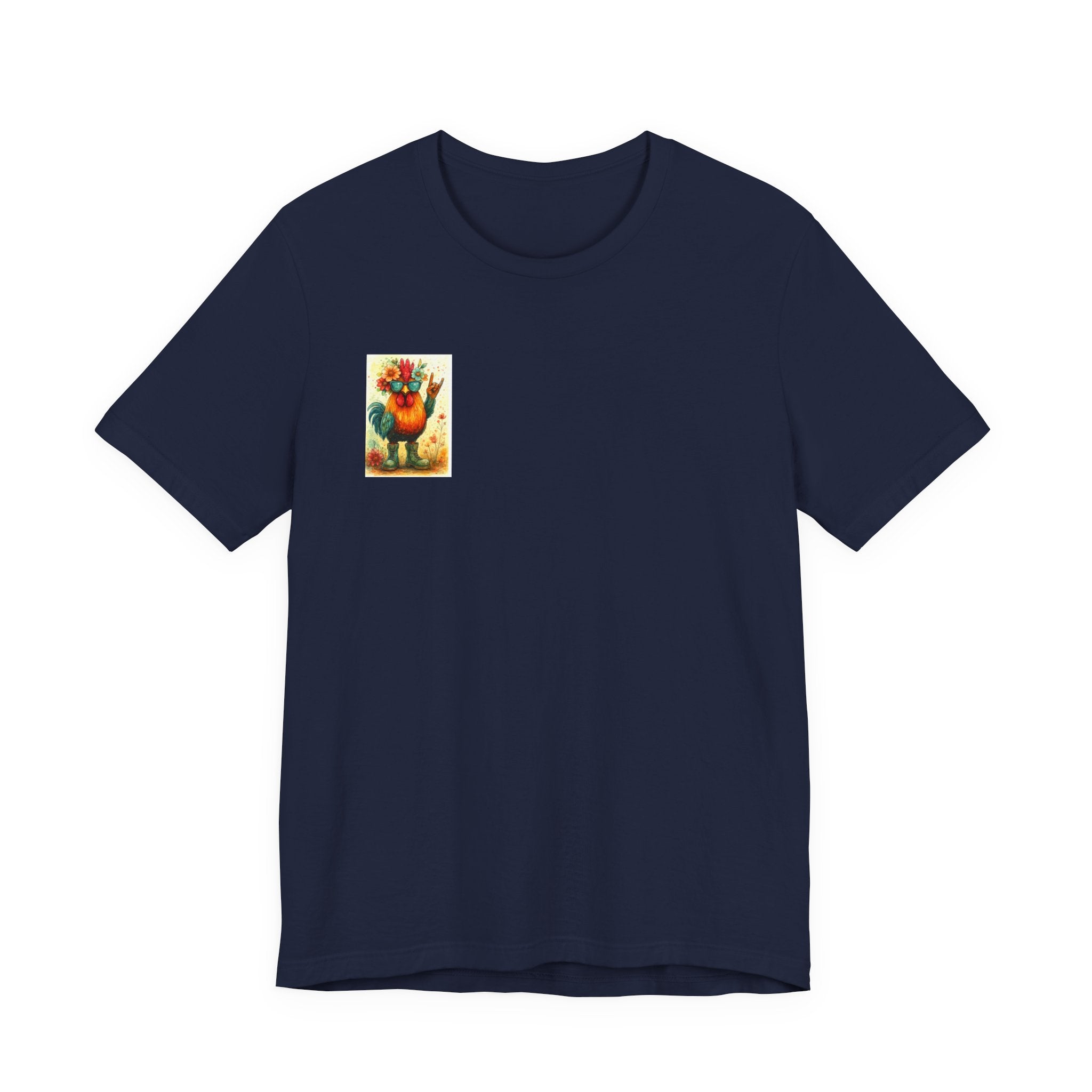 Cool Chicken Chick T-Shirt — Colorful Floral Rooster Graphic Tee