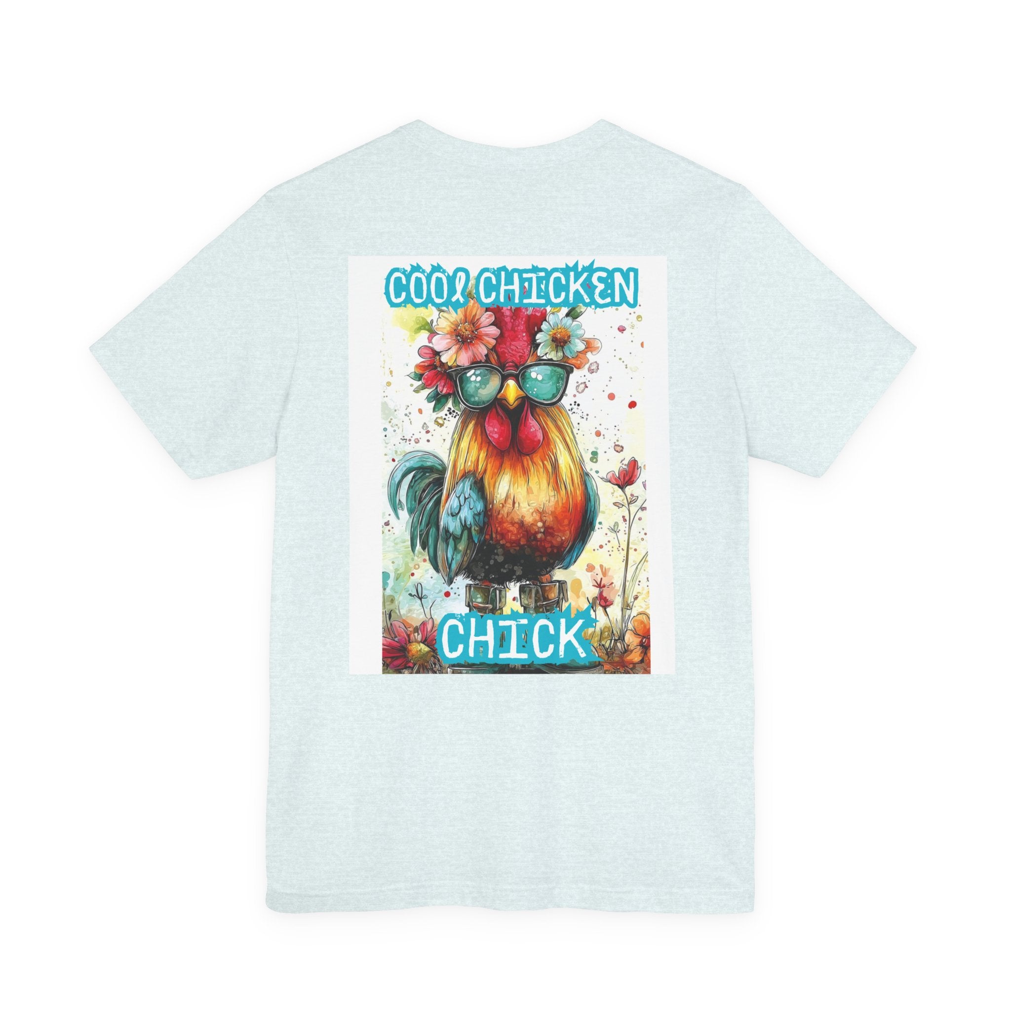 Cool Chicken Chick T-Shirt — Colorful Floral Rooster Graphic Tee