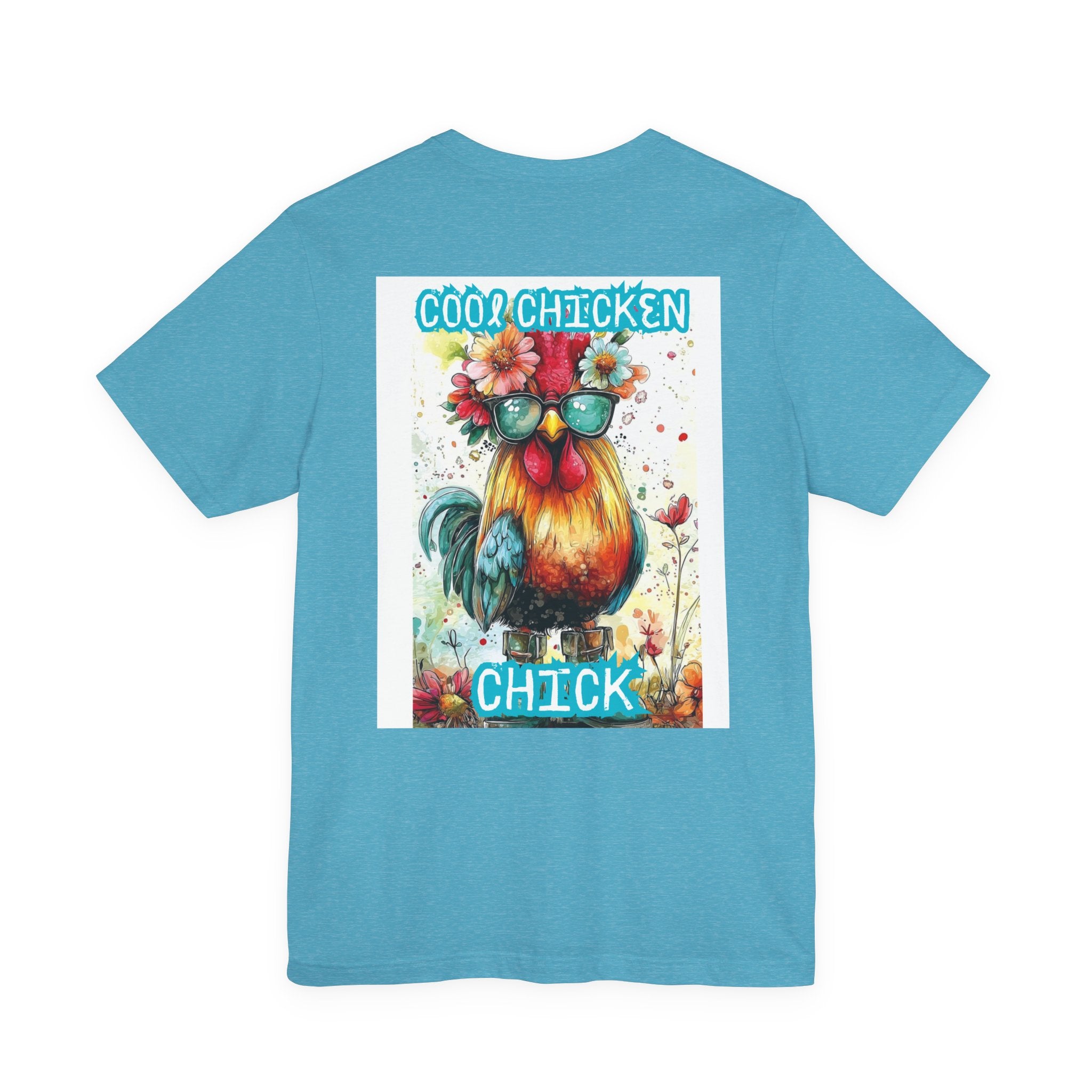 Cool Chicken Chick T-Shirt — Colorful Floral Rooster Graphic Tee
