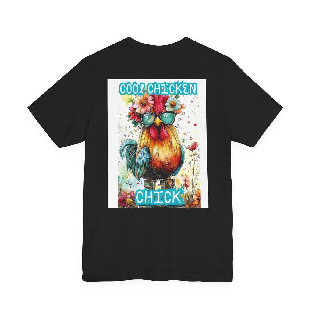 Cool Chicken Chick T-Shirt — Colorful Floral Rooster Graphic Tee