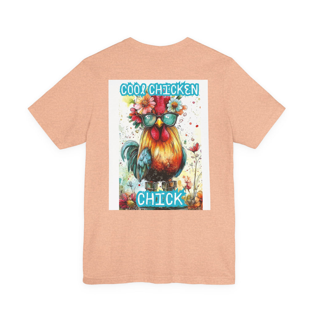 Cool Chicken Chick T-Shirt — Colorful Floral Rooster Graphic Tee