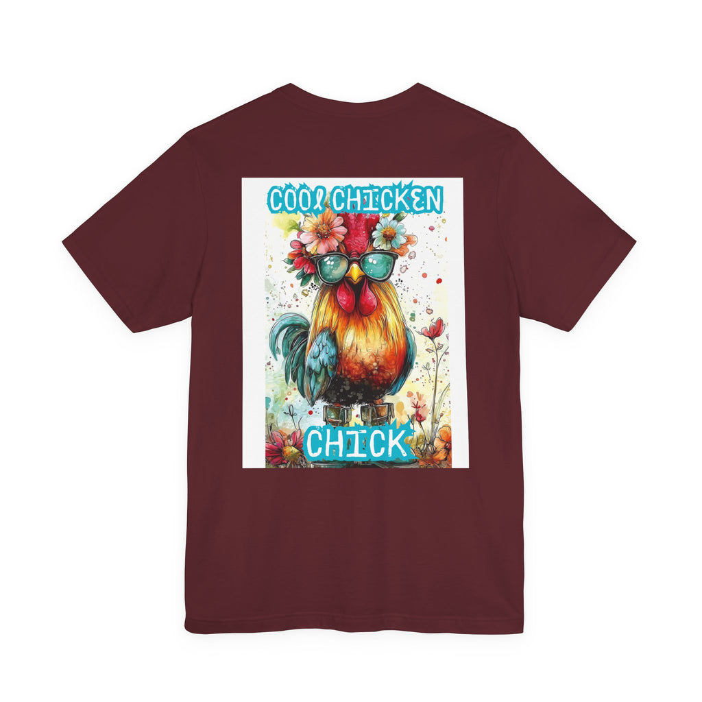 Cool Chicken Chick T-Shirt — Colorful Floral Rooster Graphic Tee