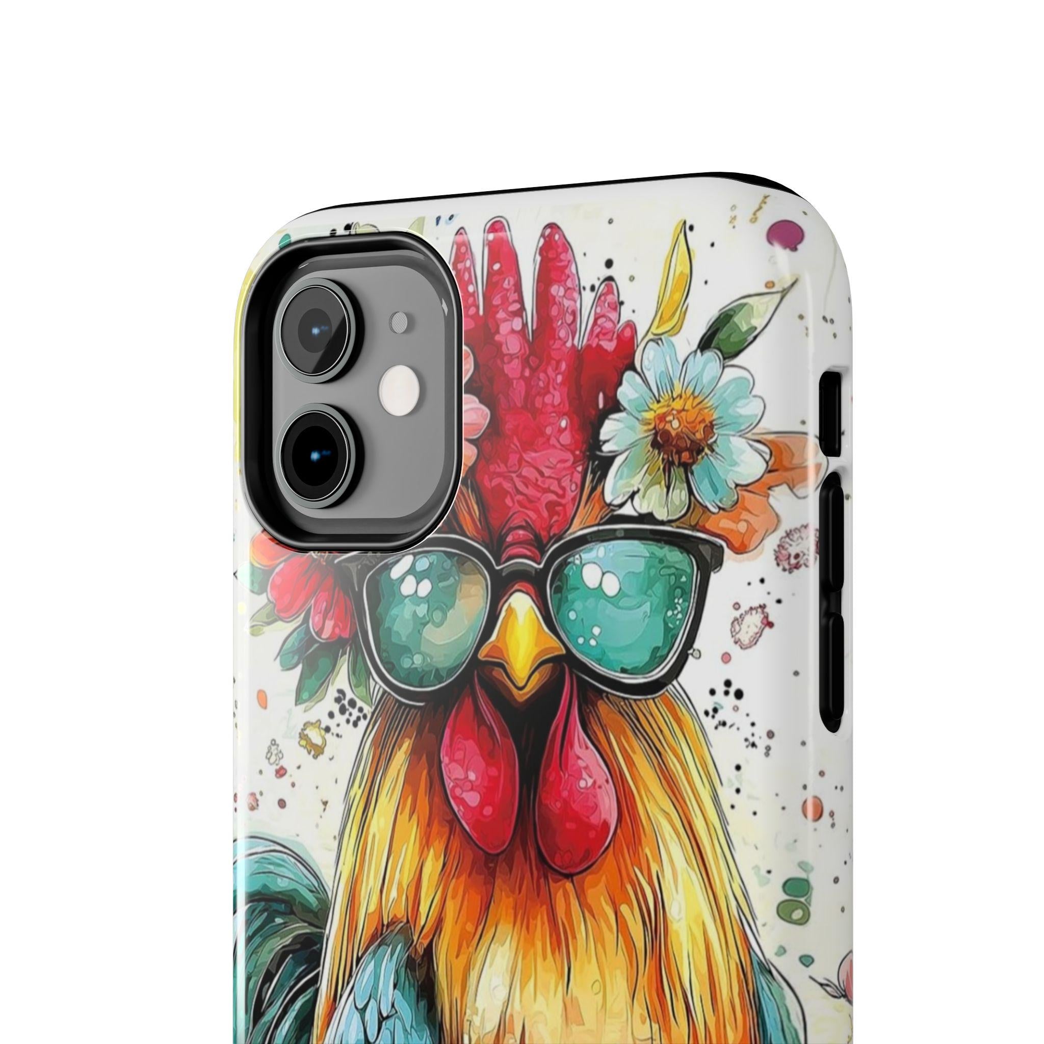 Colorful Chicken with Sunglasses phone case | Tough Phone Cases