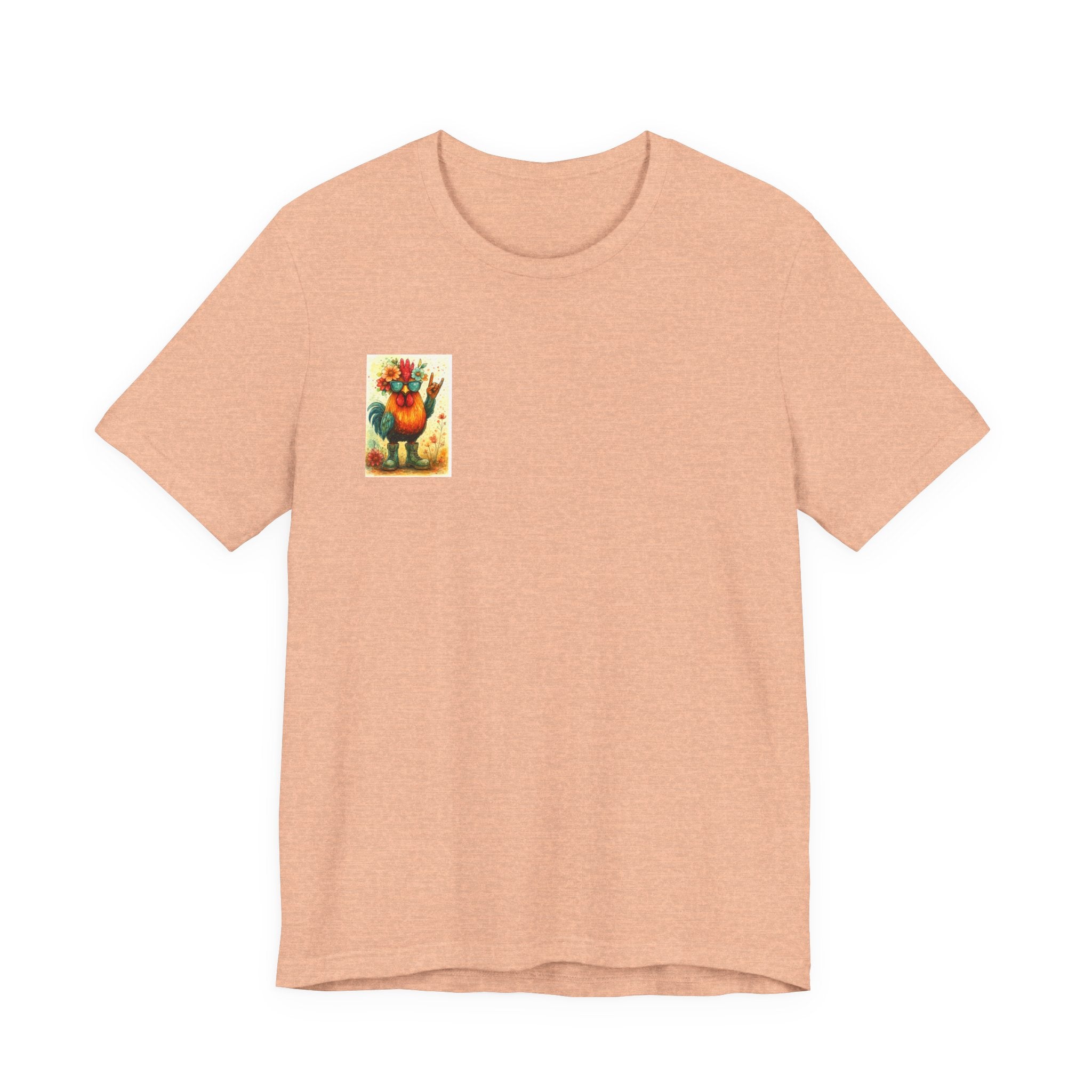 Cool Chicken Chick T-Shirt — Colorful Floral Rooster Graphic Tee