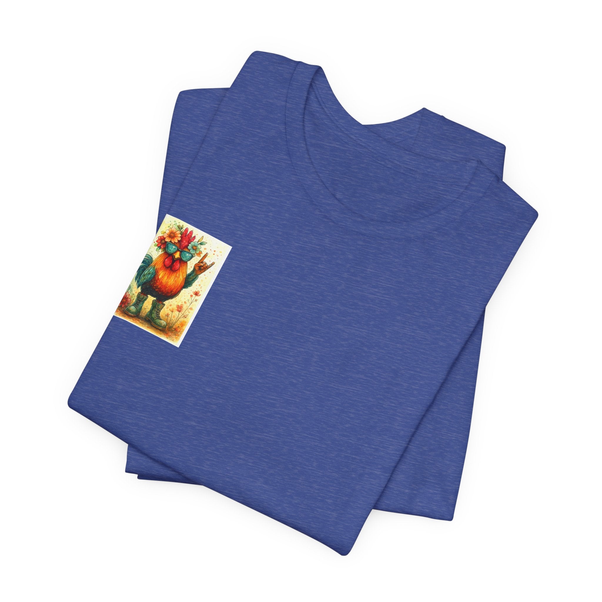 Cool Chicken Chick T-Shirt — Colorful Floral Rooster Graphic Tee
