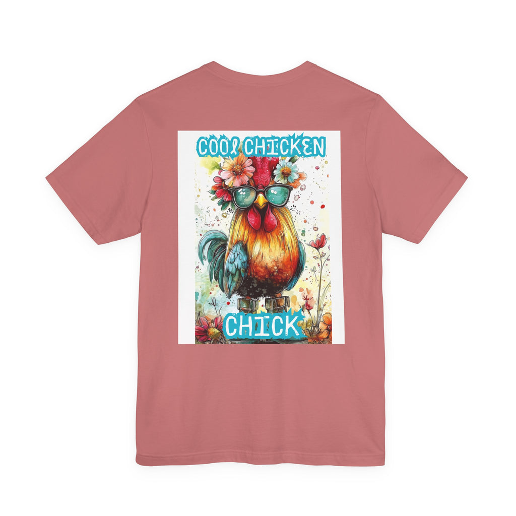Cool Chicken Chick T-Shirt — Colorful Floral Rooster Graphic Tee