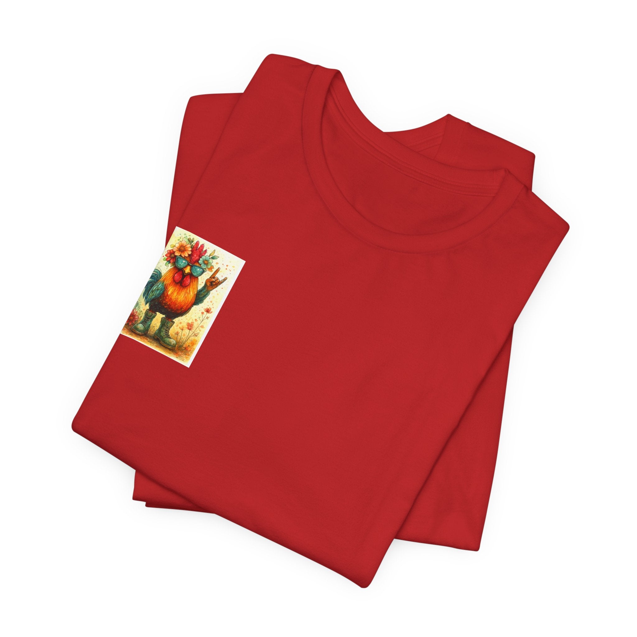 Cool Chicken Chick T-Shirt — Colorful Floral Rooster Graphic Tee