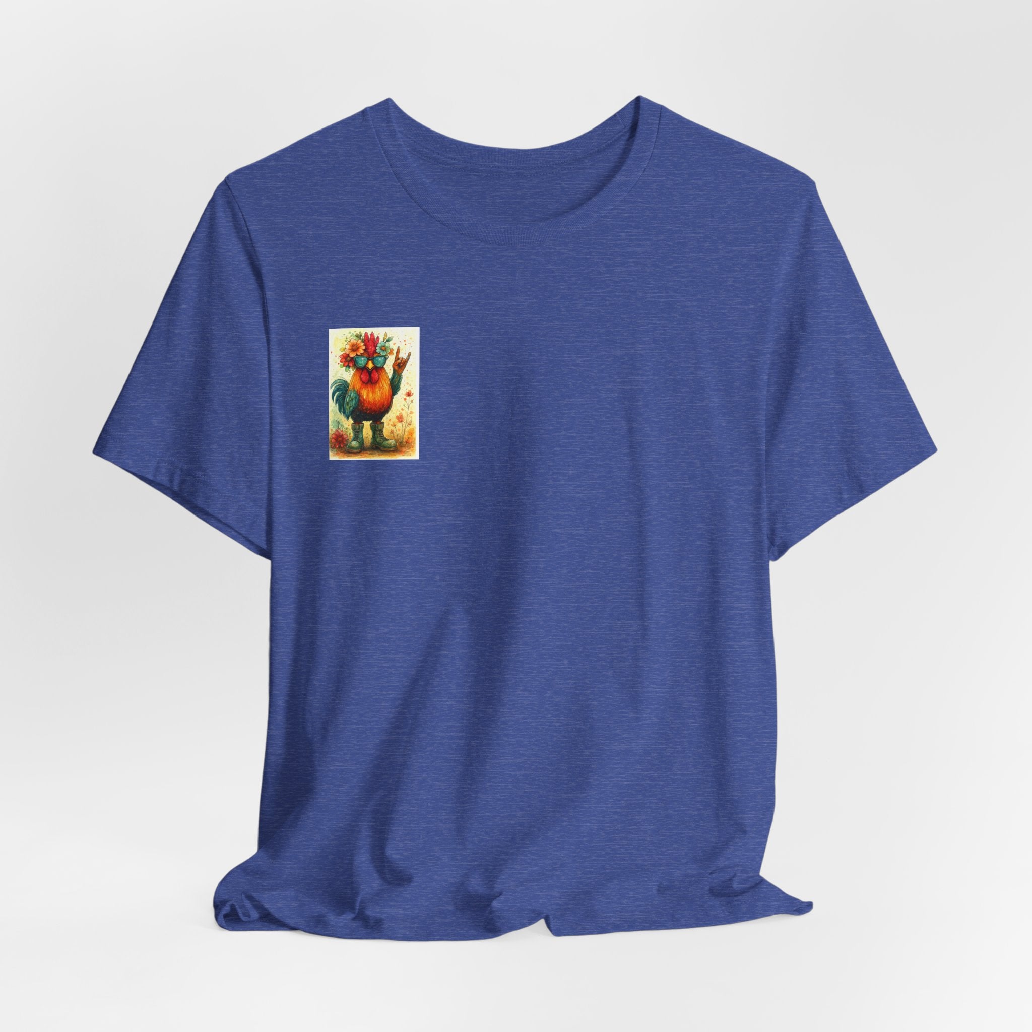 Cool Chicken Chick T-Shirt — Colorful Floral Rooster Graphic Tee
