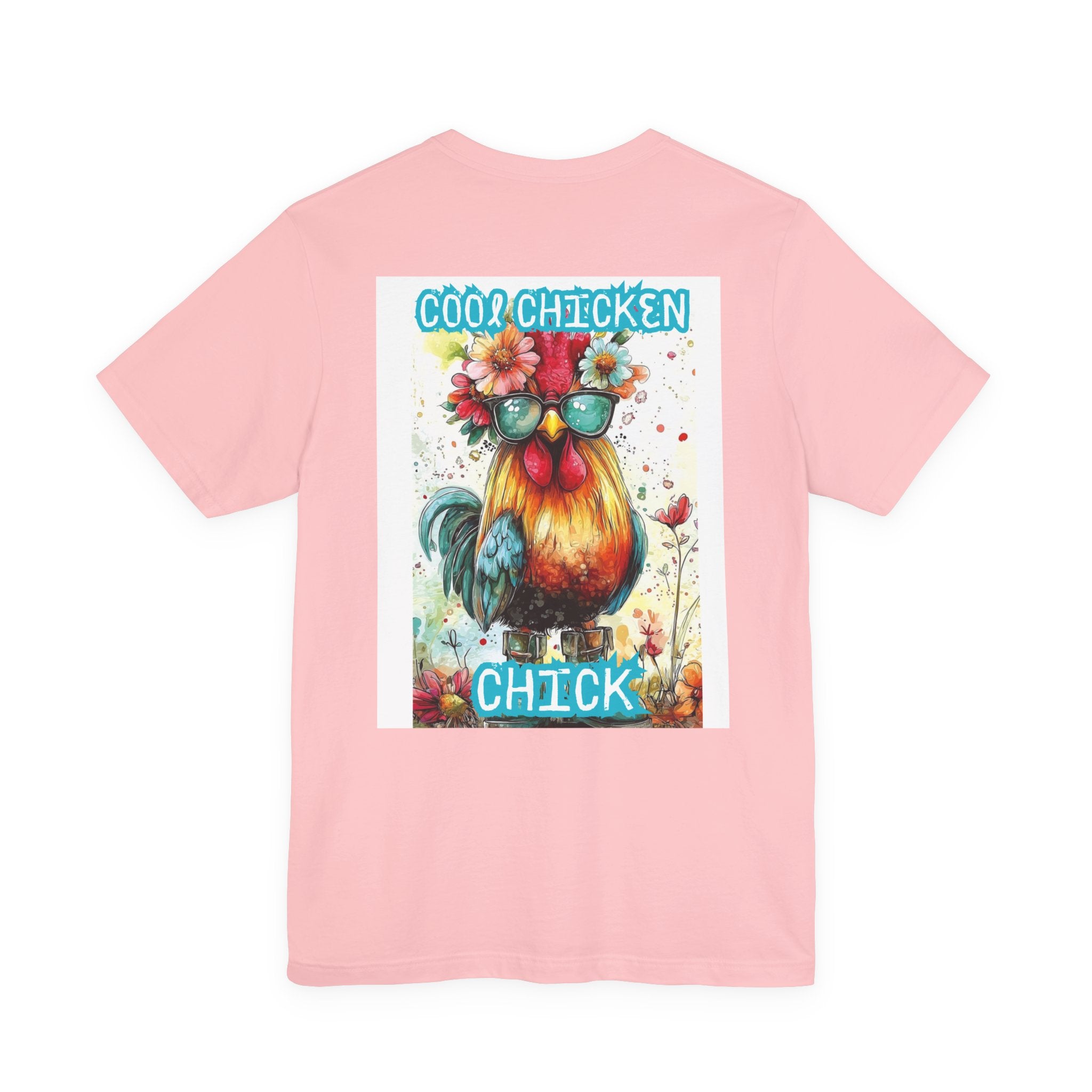 Cool Chicken Chick T-Shirt — Colorful Floral Rooster Graphic Tee