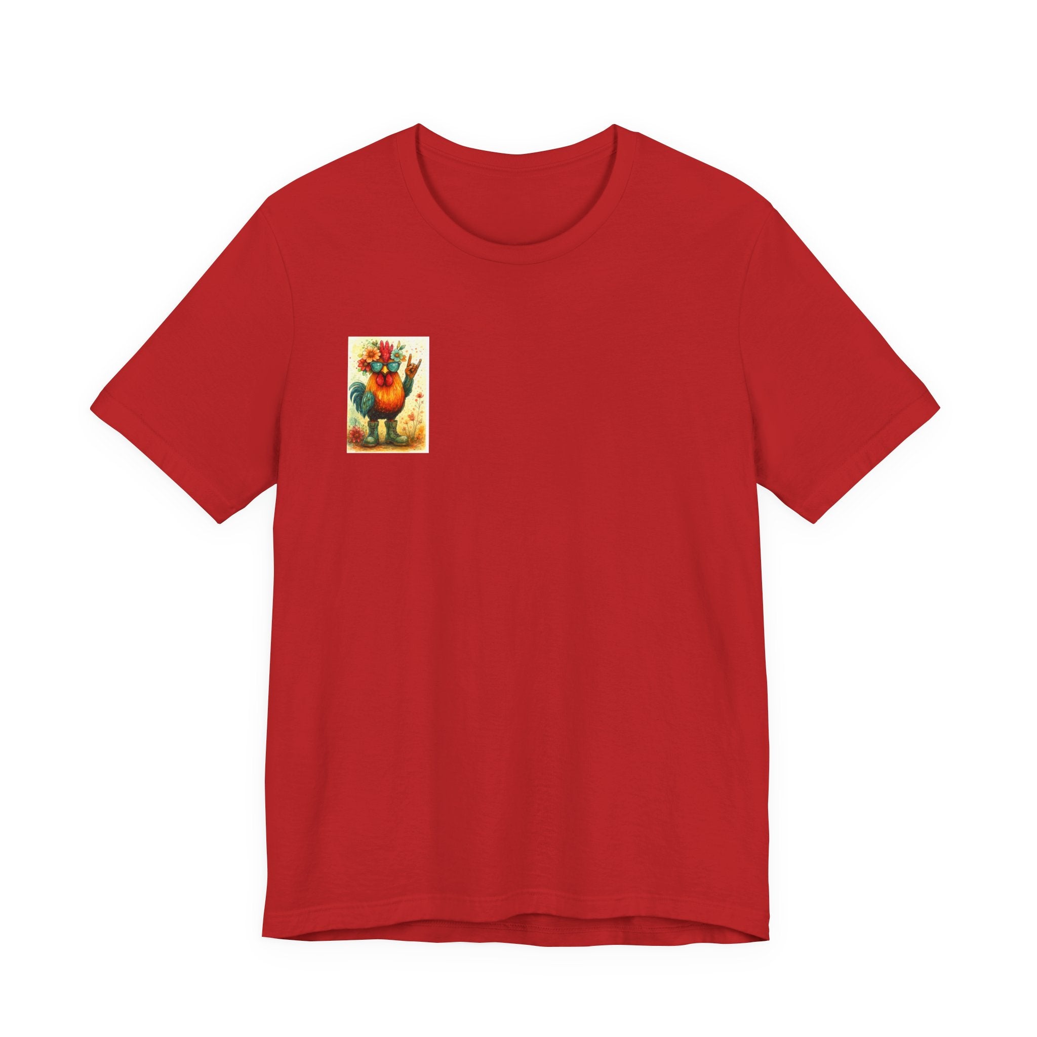 Cool Chicken Chick T-Shirt — Colorful Floral Rooster Graphic Tee
