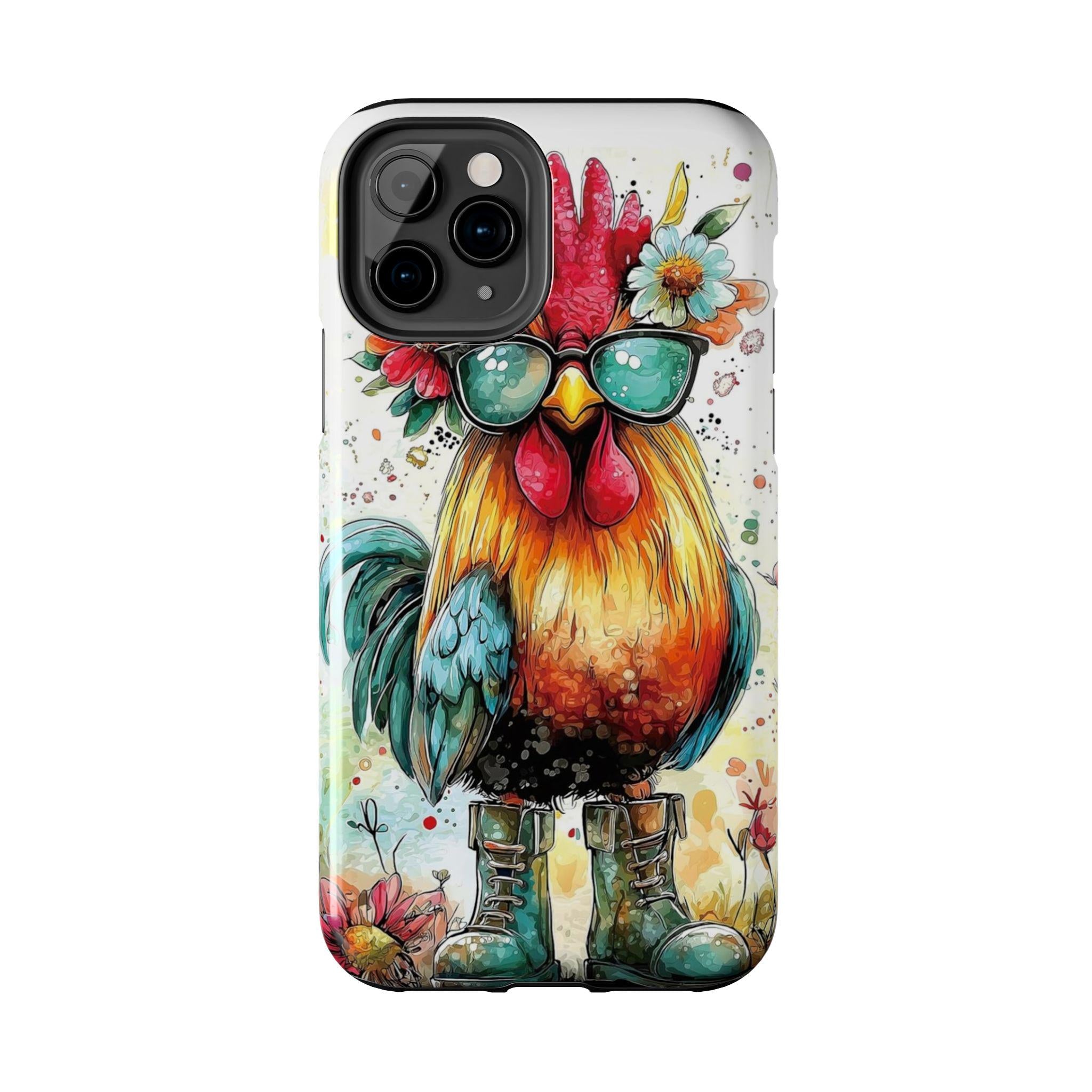 Colorful Chicken with Sunglasses phone case | Tough Phone Cases