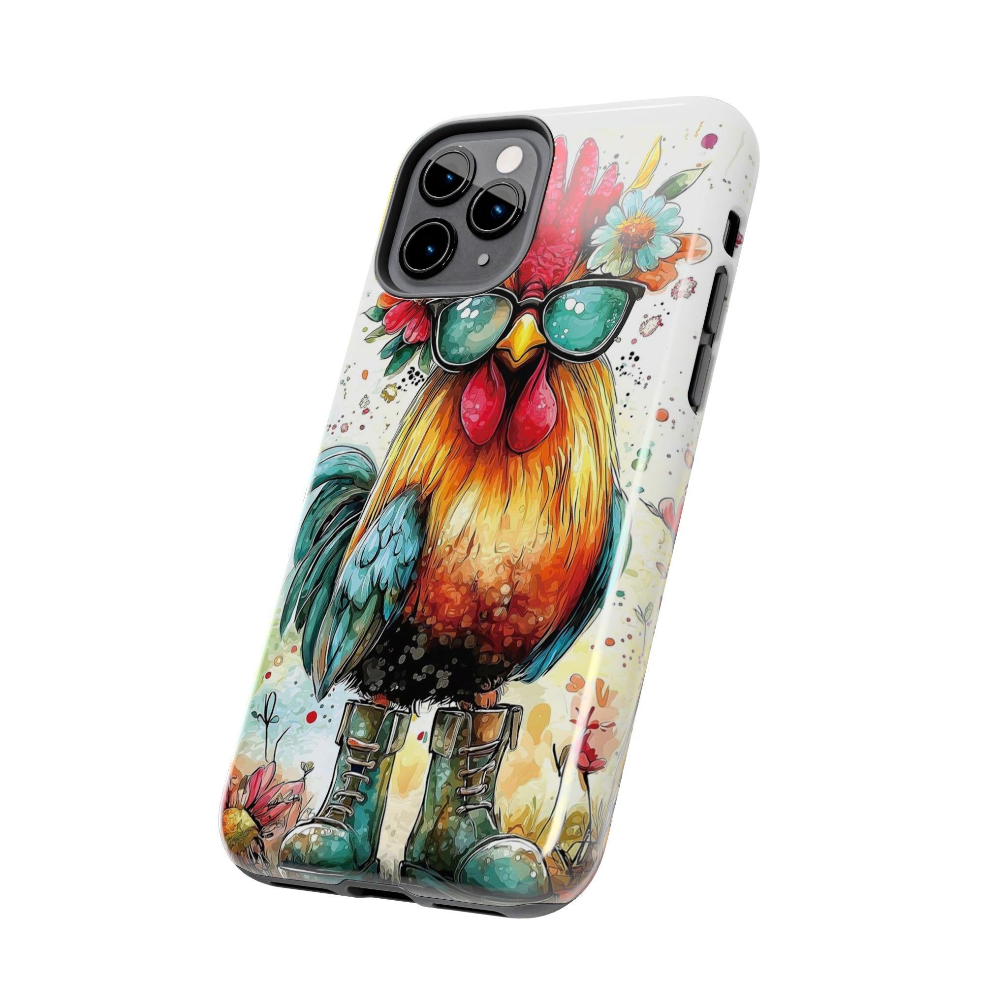 Colorful Chicken with Sunglasses phone case | Tough Phone Cases