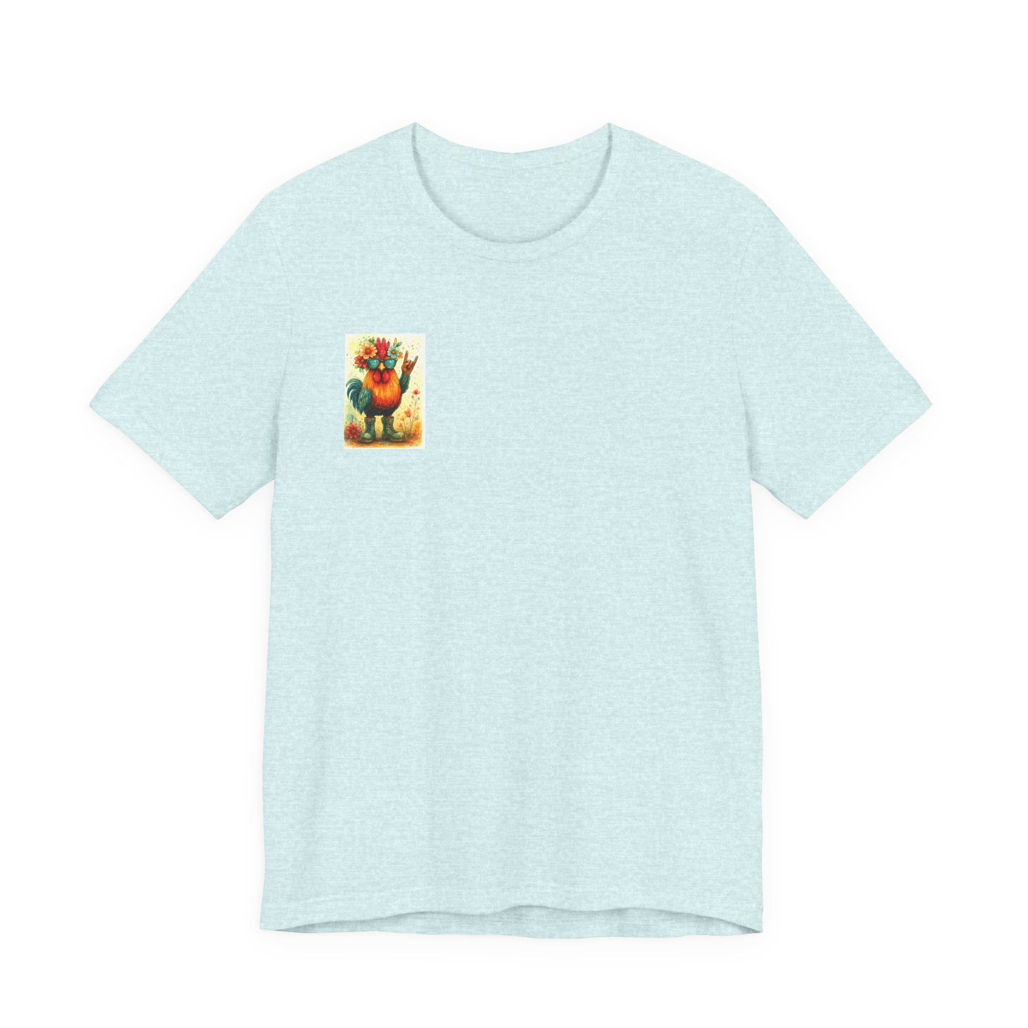 Cool Chicken Chick T-Shirt — Colorful Floral Rooster Graphic Tee