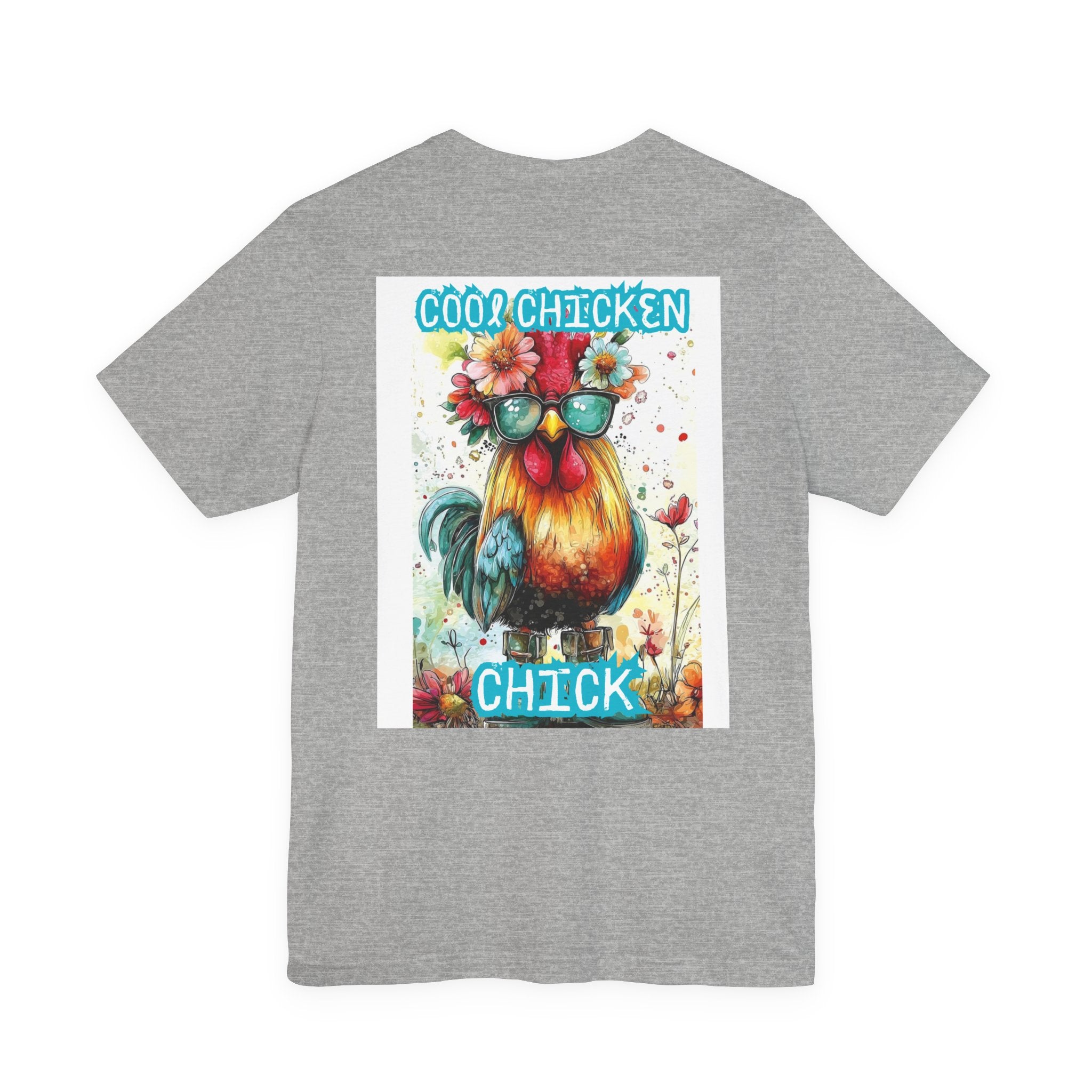 Cool Chicken Chick T-Shirt — Colorful Floral Rooster Graphic Tee