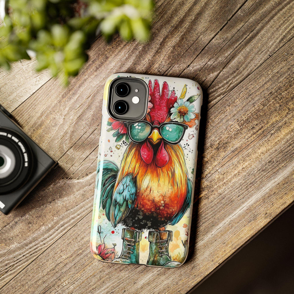 Colorful Chicken with Sunglasses phone case | Tough Phone Cases
