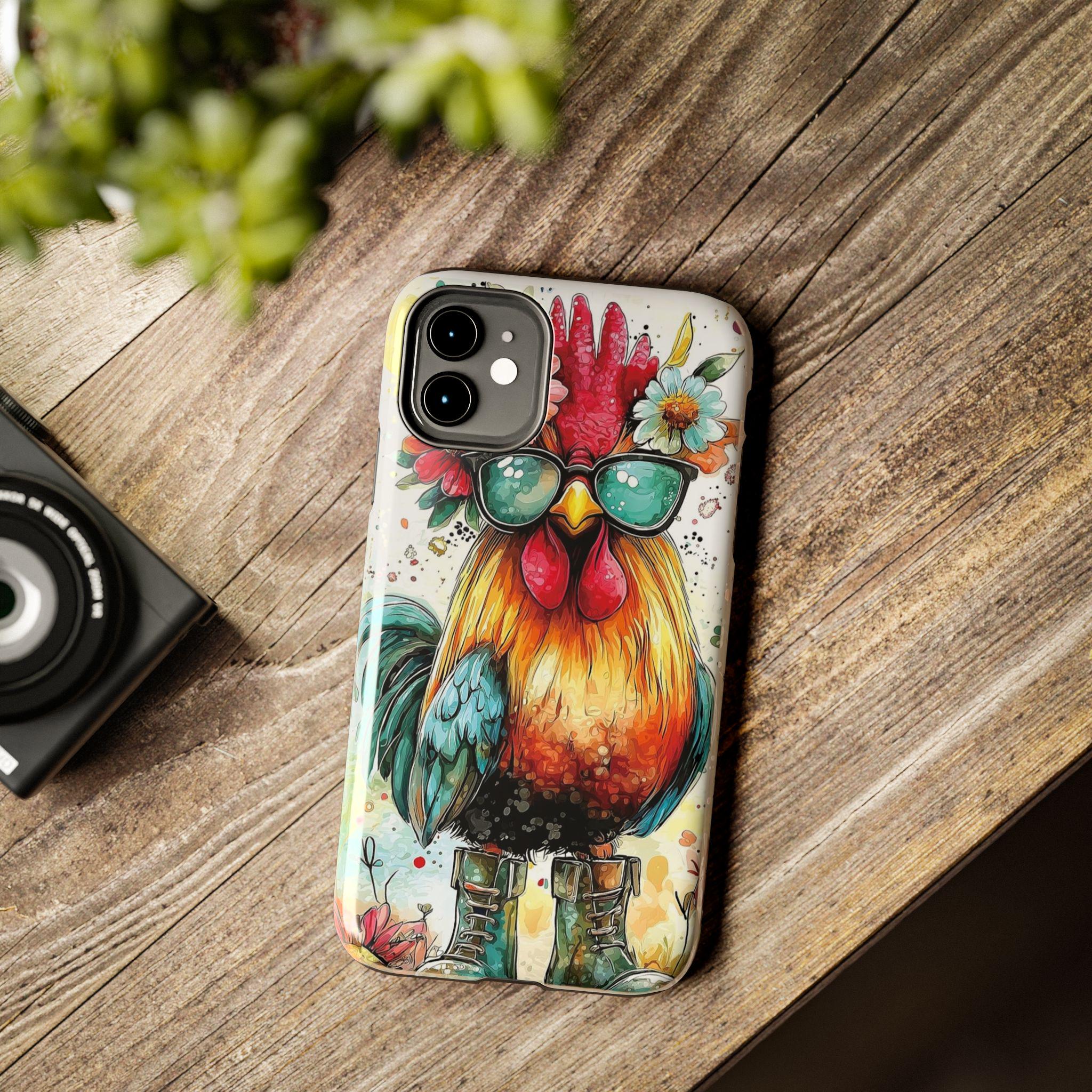 Colorful Chicken with Sunglasses phone case | Tough Phone Cases