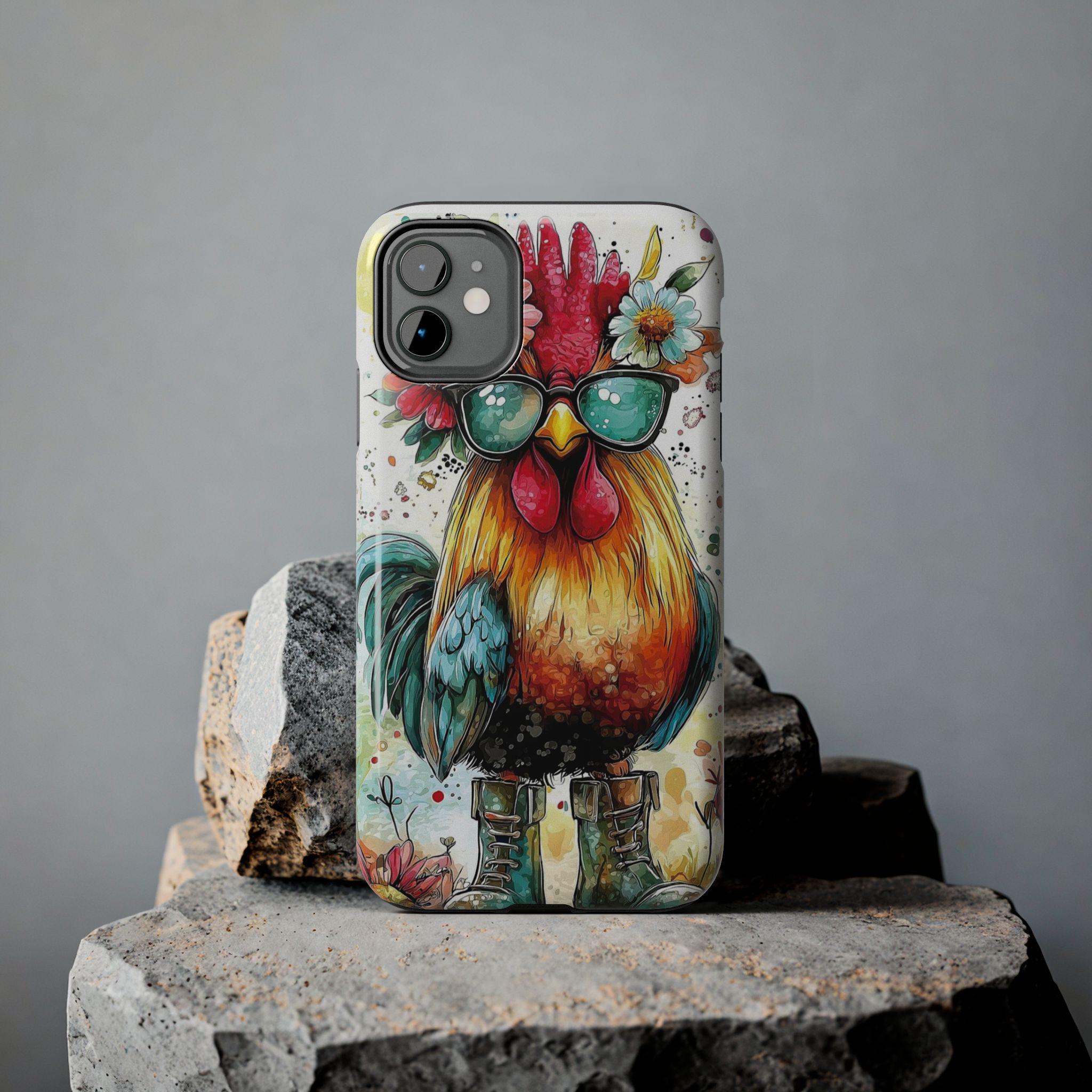 Colorful Chicken with Sunglasses phone case | Tough Phone Cases