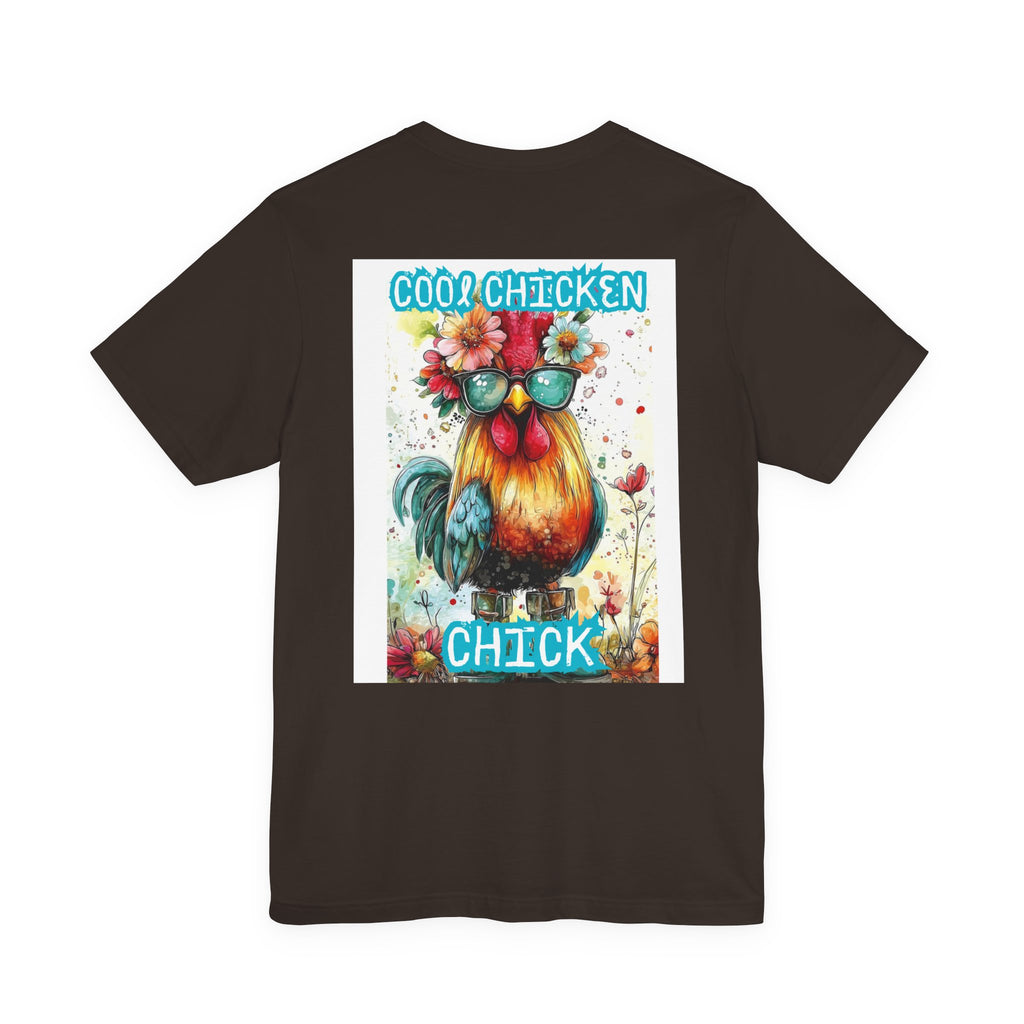 Cool Chicken Chick T-Shirt — Colorful Floral Rooster Graphic Tee