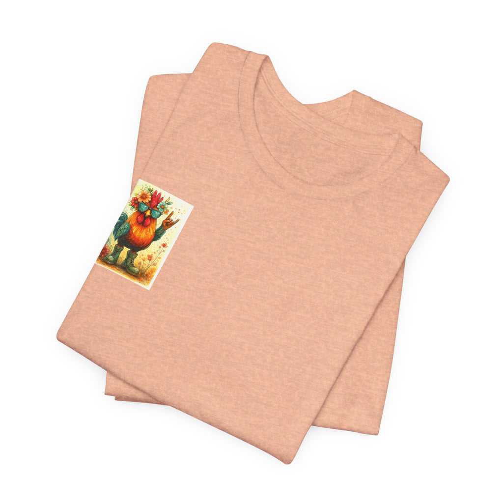 Cool Chicken Chick T-Shirt — Colorful Floral Rooster Graphic Tee