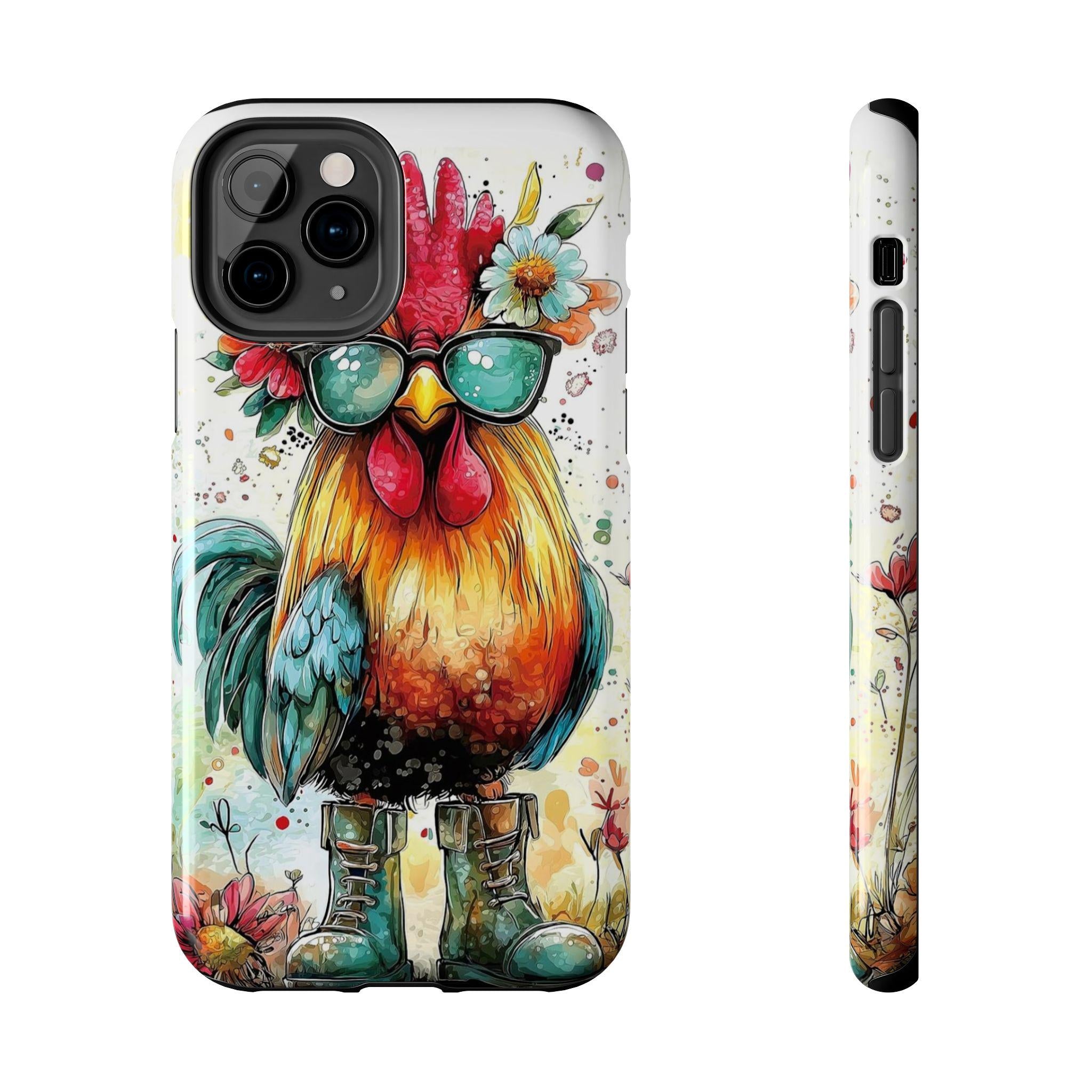 Colorful Chicken with Sunglasses phone case | Tough Phone Cases