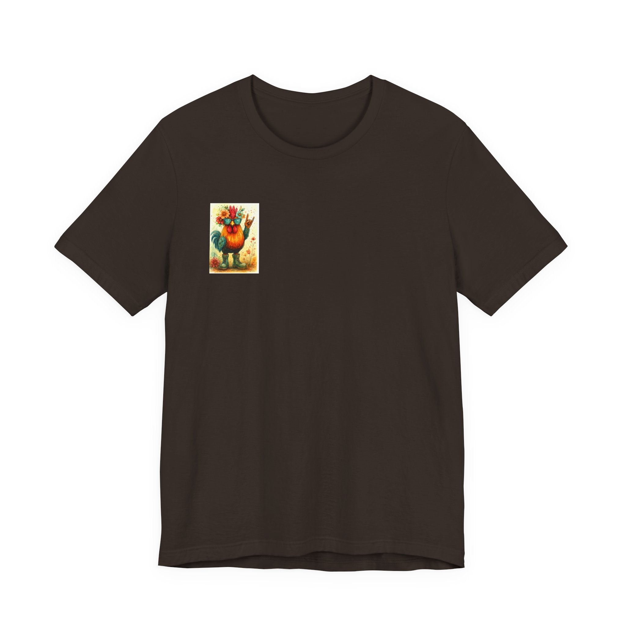 Cool Chicken Chick T-Shirt — Colorful Floral Rooster Graphic Tee