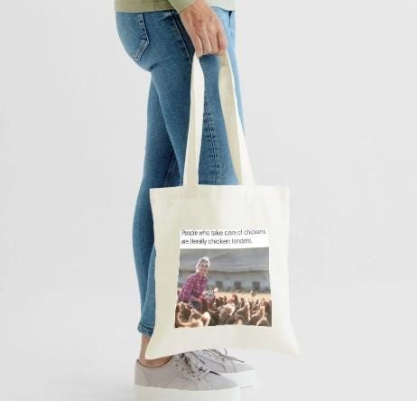 Canvas Chicken Humor Tote Bag