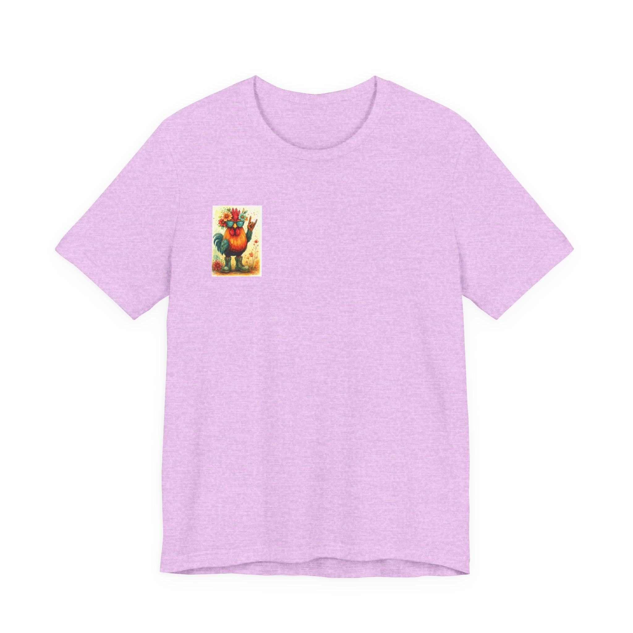 Cool Chicken Chick T-Shirt — Colorful Floral Rooster Graphic Tee