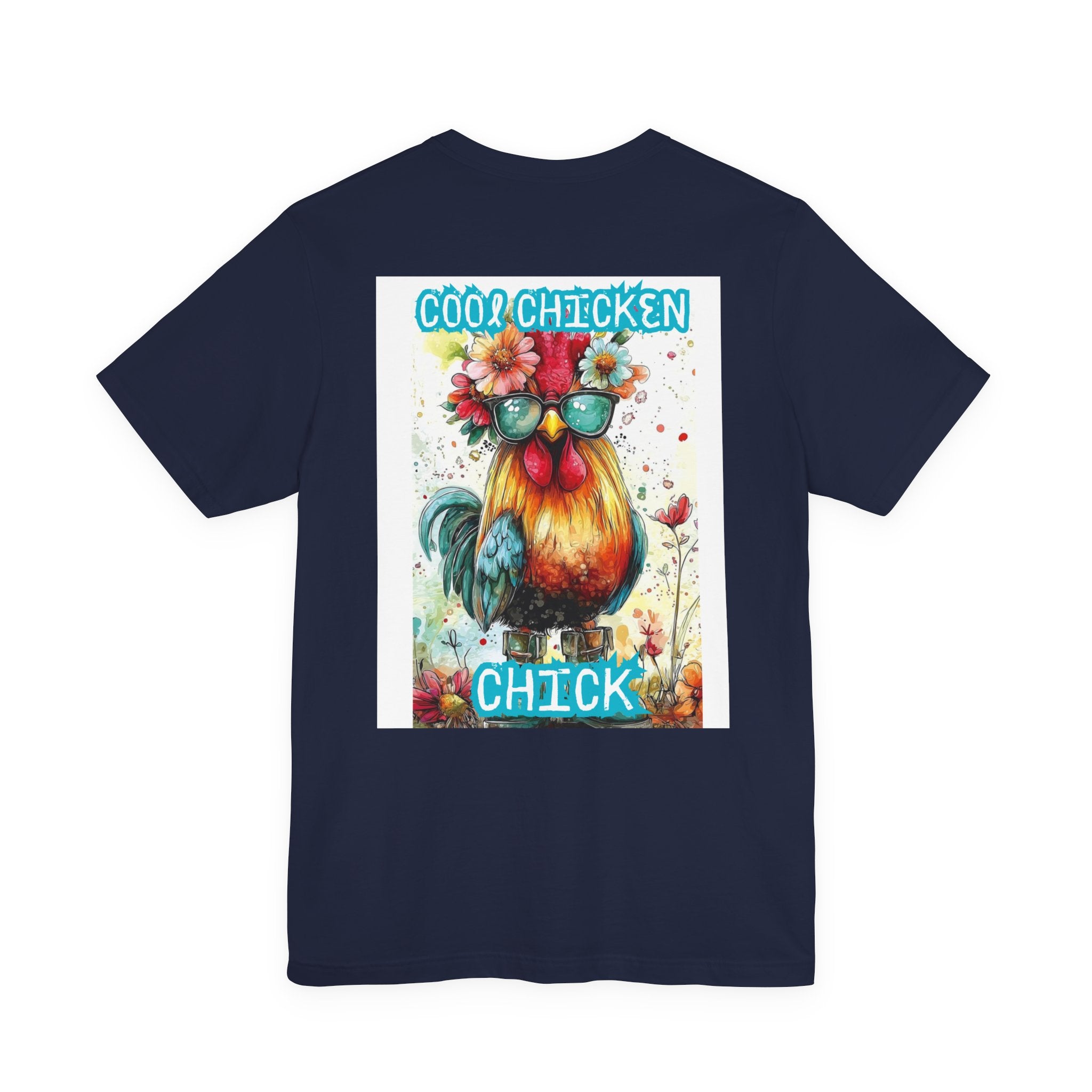 Cool Chicken Chick T-Shirt — Colorful Floral Rooster Graphic Tee